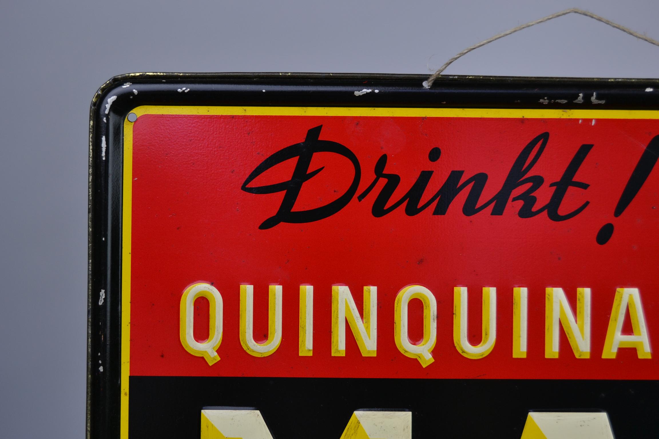 enseigne publicitaire en fer blanc des années 1950 pour Max Quinquina Bon état à Retie, BE
