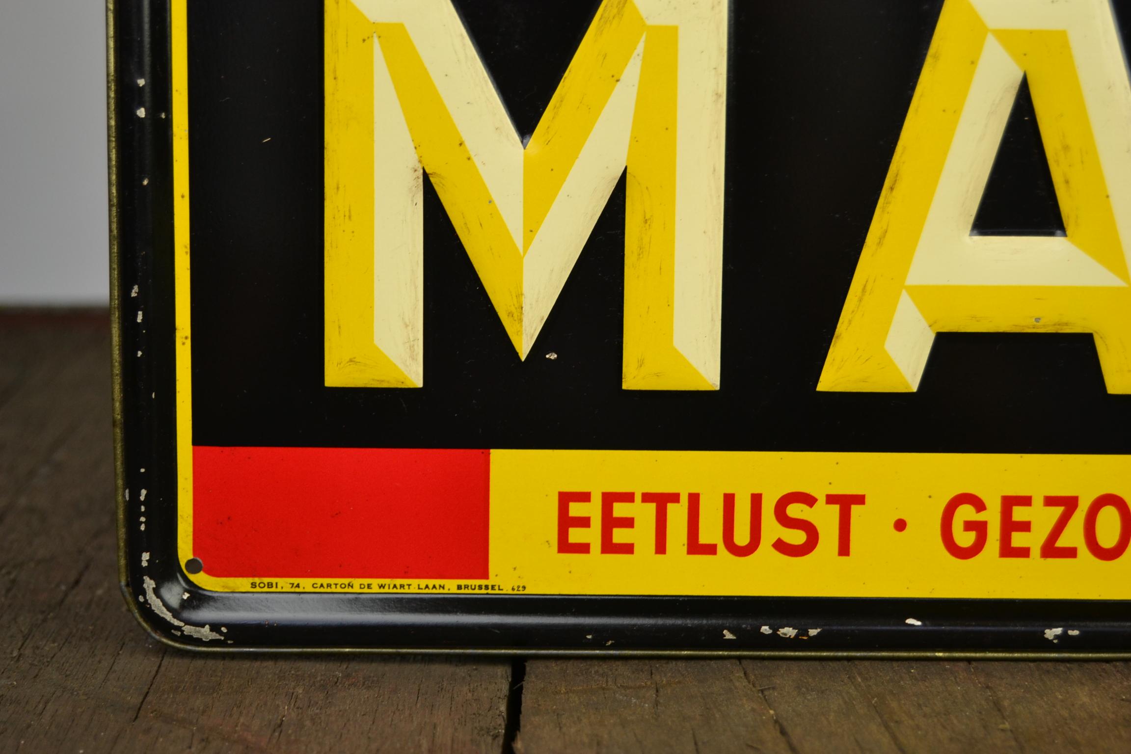 Étain enseigne publicitaire en fer blanc des années 1950 pour Max Quinquina
