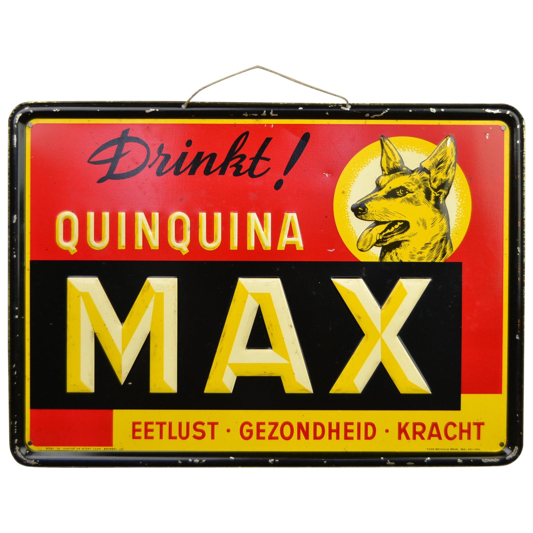 enseigne publicitaire en fer blanc des années 1950 pour Max Quinquina