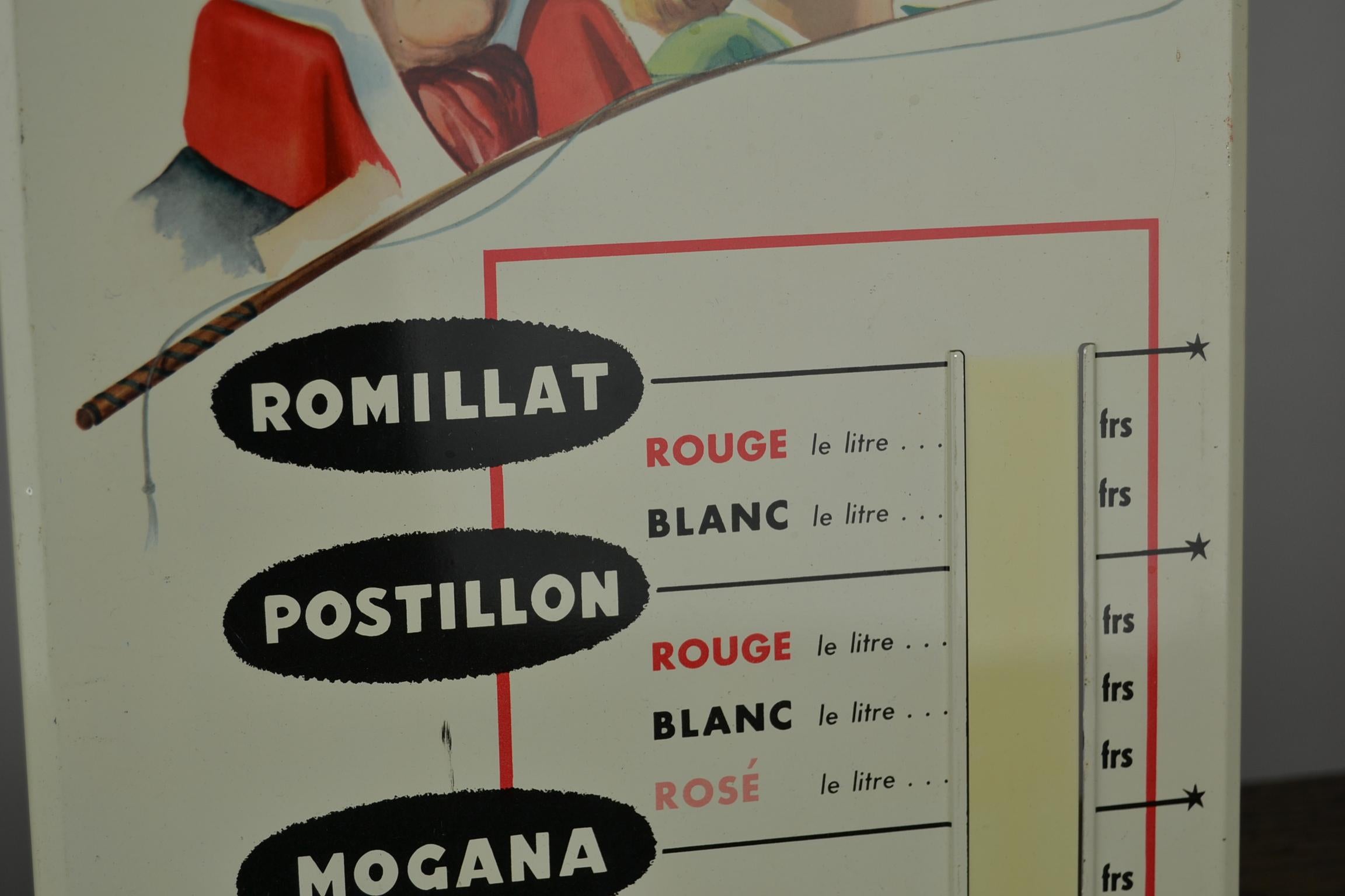 Belgian 1950s Tin Advertising Sign for Wine 