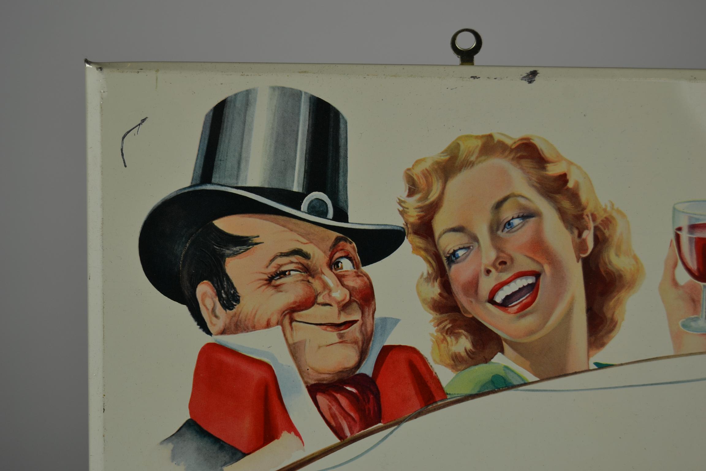 1950er Zinn-Werbeschild für Wein  2