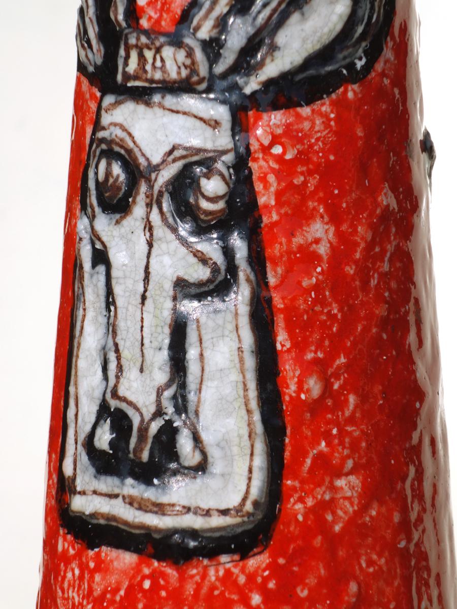 1950er Titano San Marino Italienische Midcentury Modern Rote Keramik Vase im Angebot 1