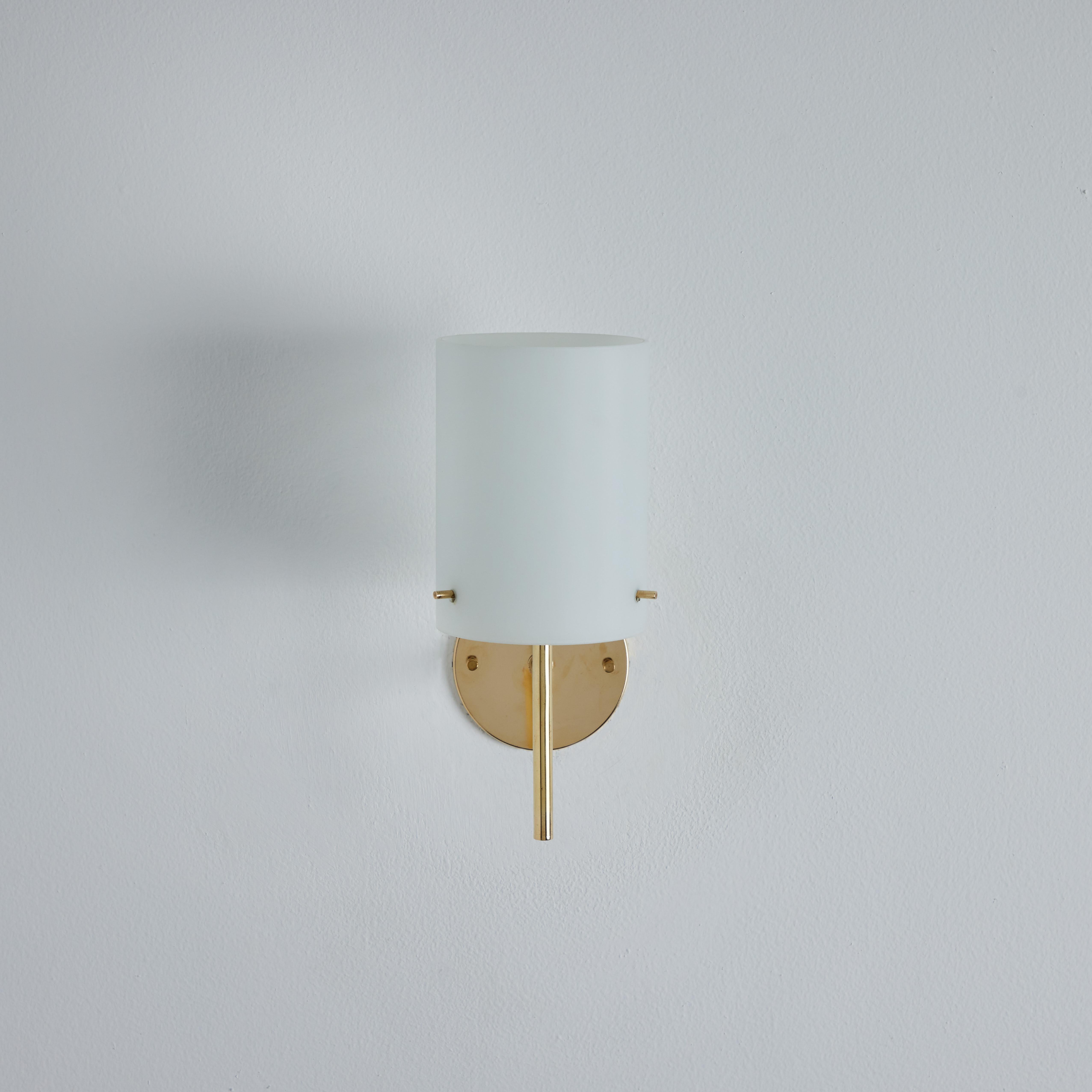 1950s Tito Agnoli Brass & Glass Cylindrical Wall Lamp for O-Luce For Sale 5