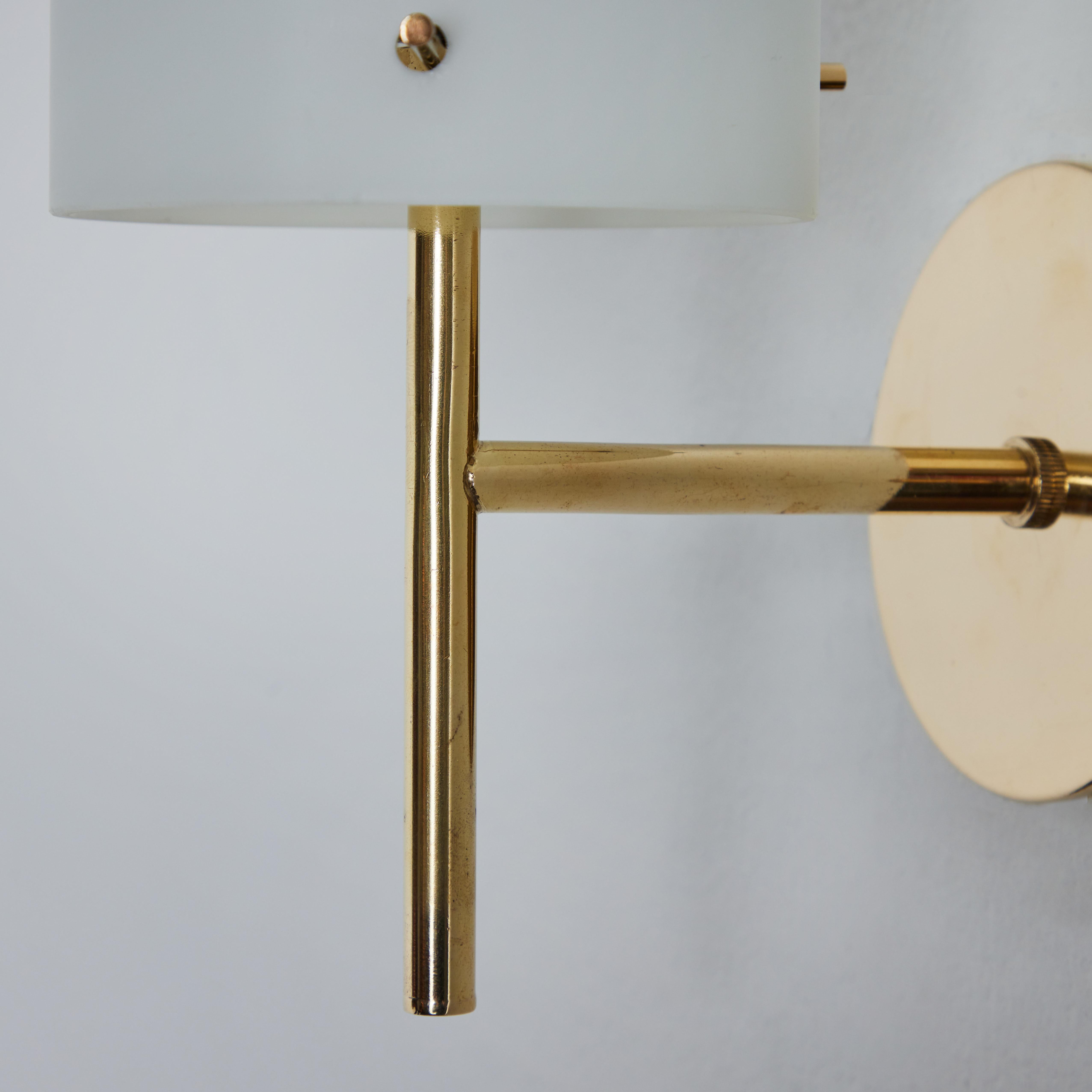 1950s Tito Agnoli Brass & Glass Cylindrical Wall Lamp for O-Luce For Sale 8
