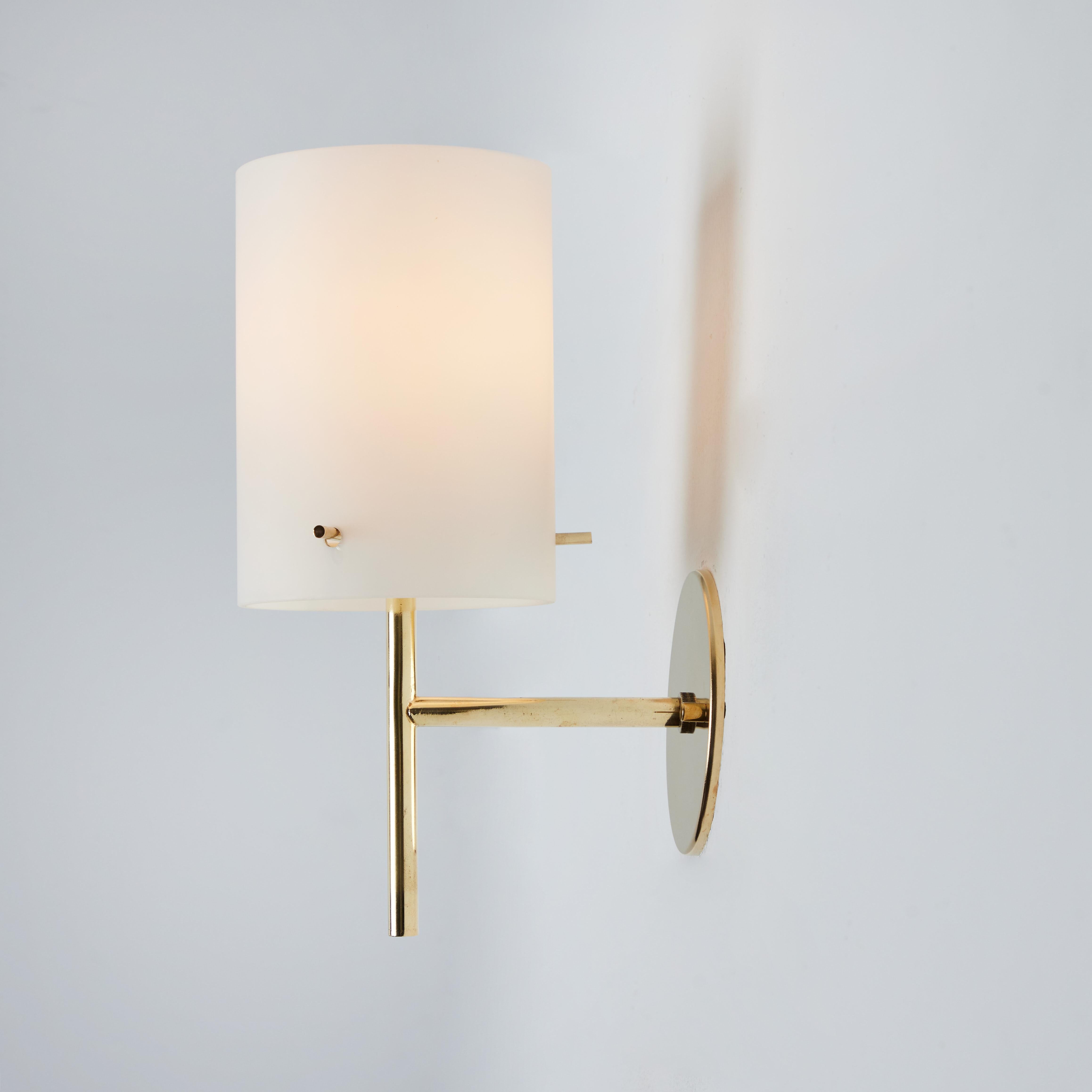 Mid-Century Modern 1950s Tito Agnoli Brass & Glass Cylindrical Wall Lamp for O-Luce For Sale
