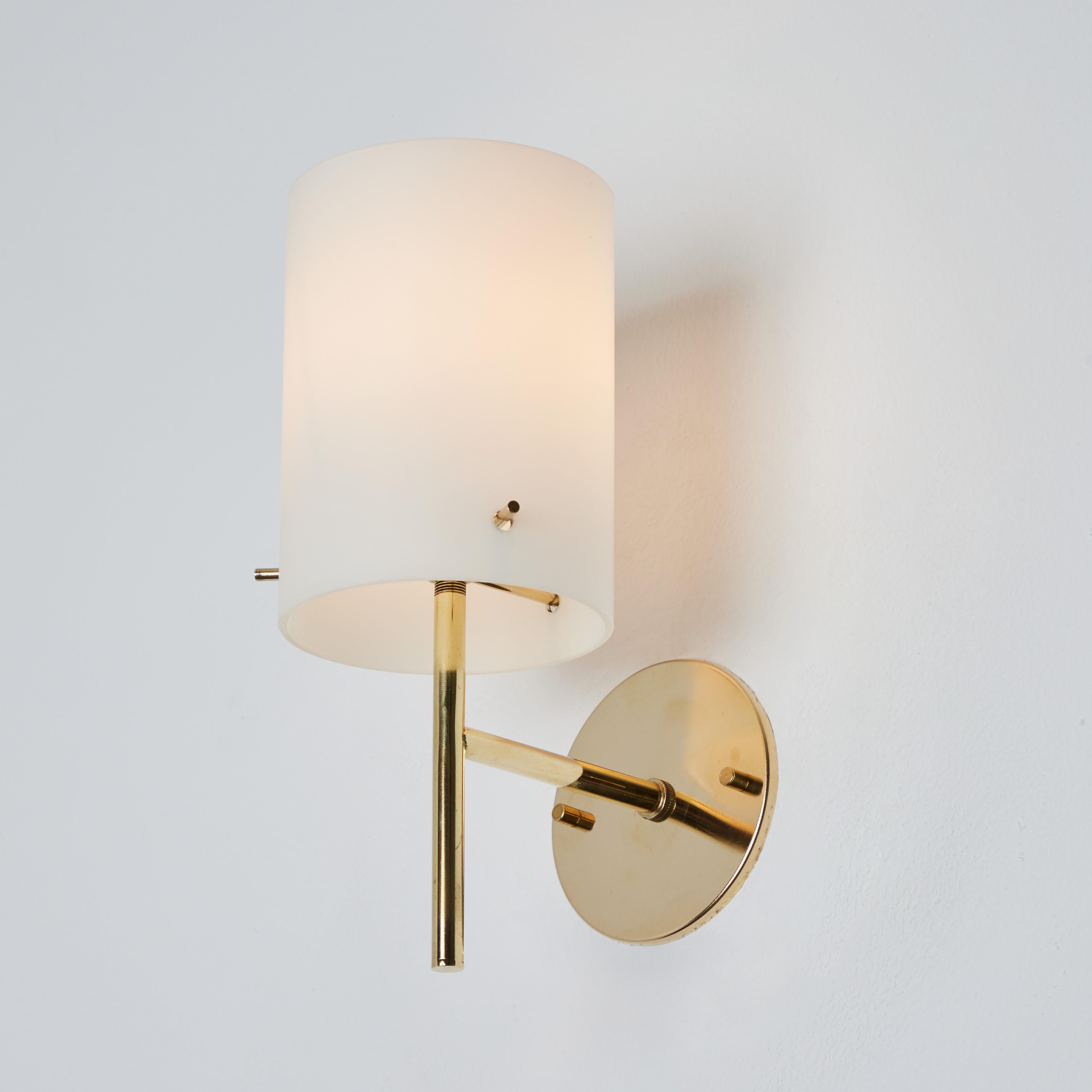 Italian 1950s Tito Agnoli Brass & Glass Cylindrical Wall Lamp for O-Luce For Sale