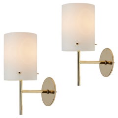 1950s Tito Agnoli Brass & Glass Cylindrical Wall Lamp for O-Luce