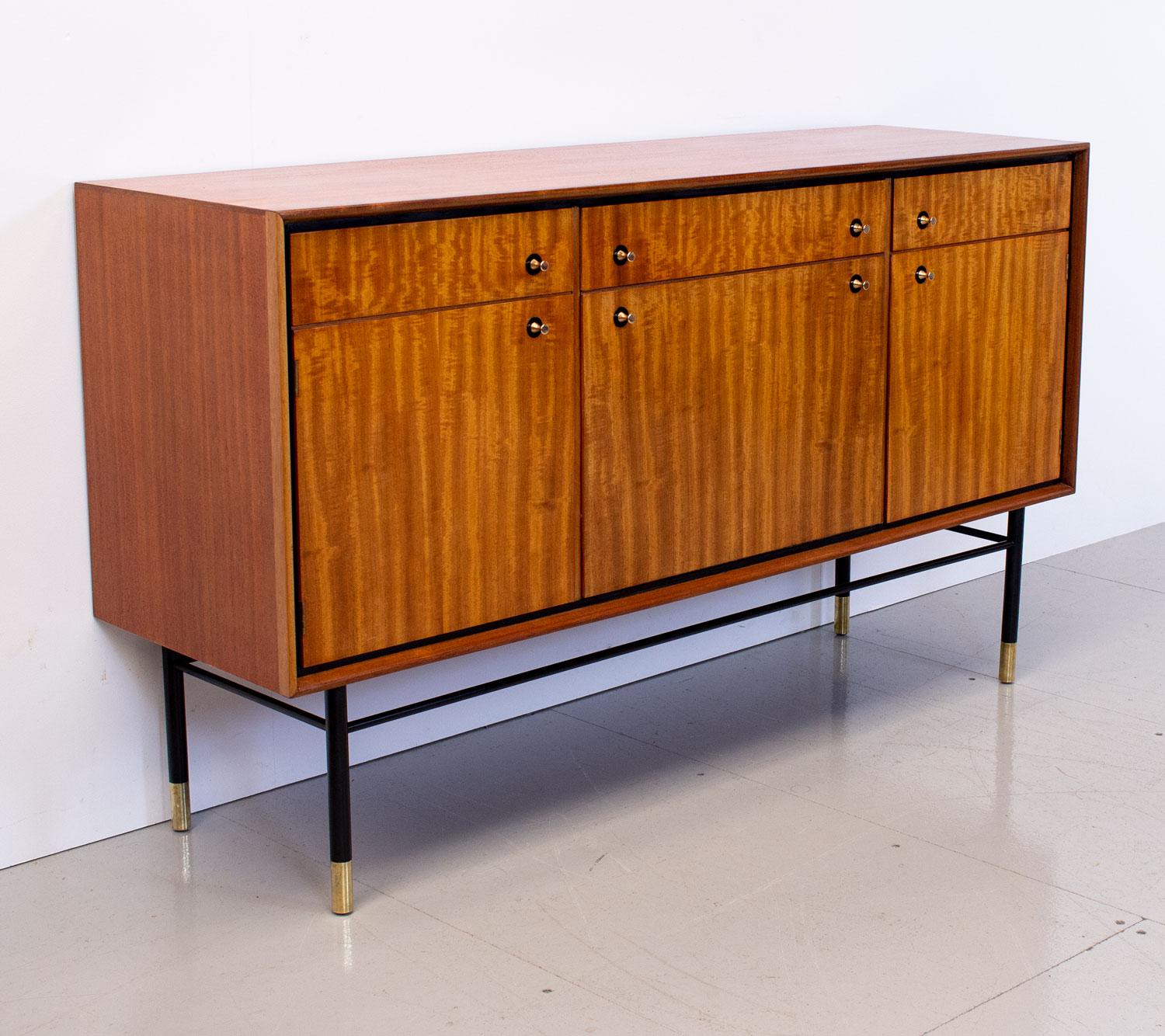 Brass 1950s Tola and Mahogany Sideboard by Heals