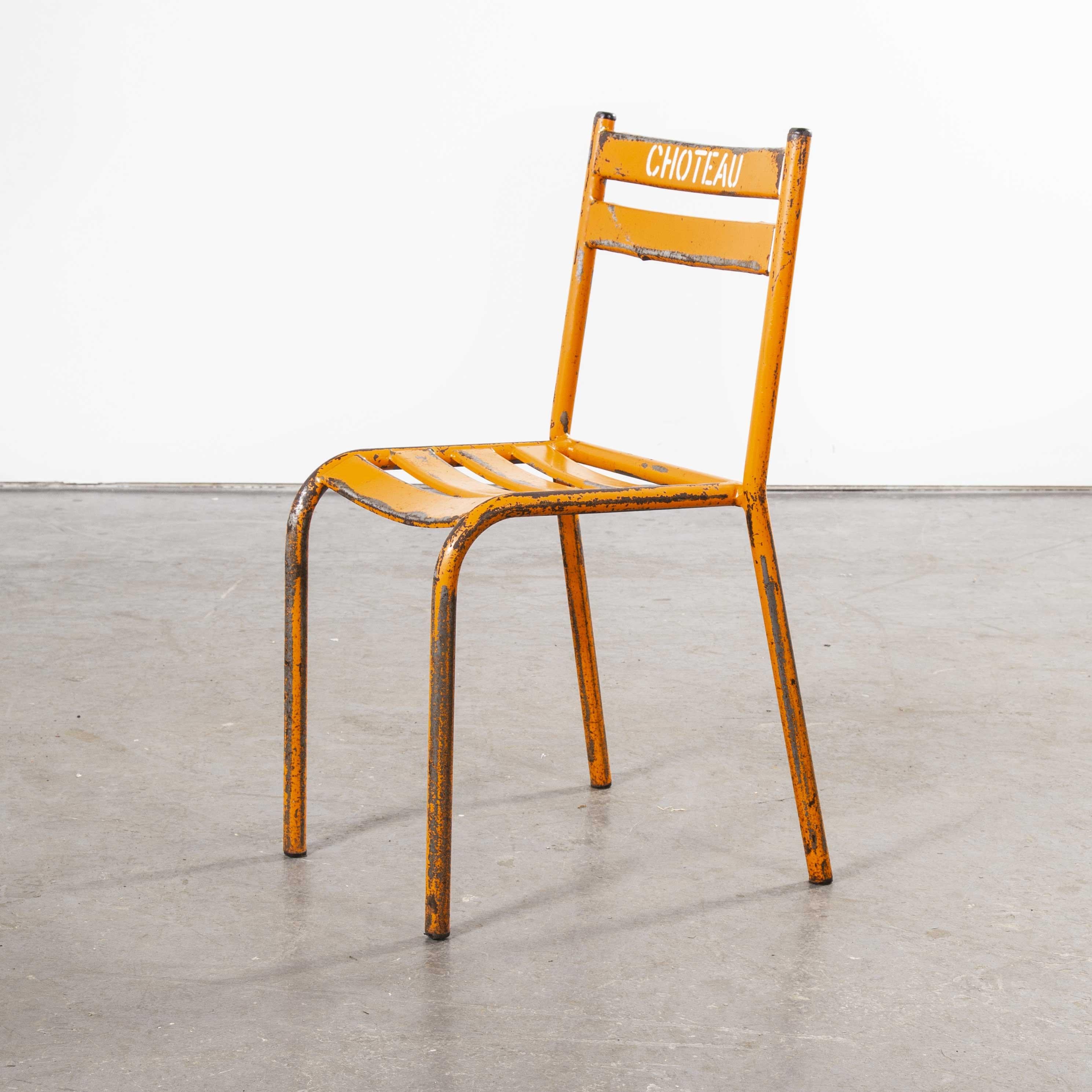 1950s Toledo Orange Metal Stacking Outdoor Chairs, Good Quantity Available 4