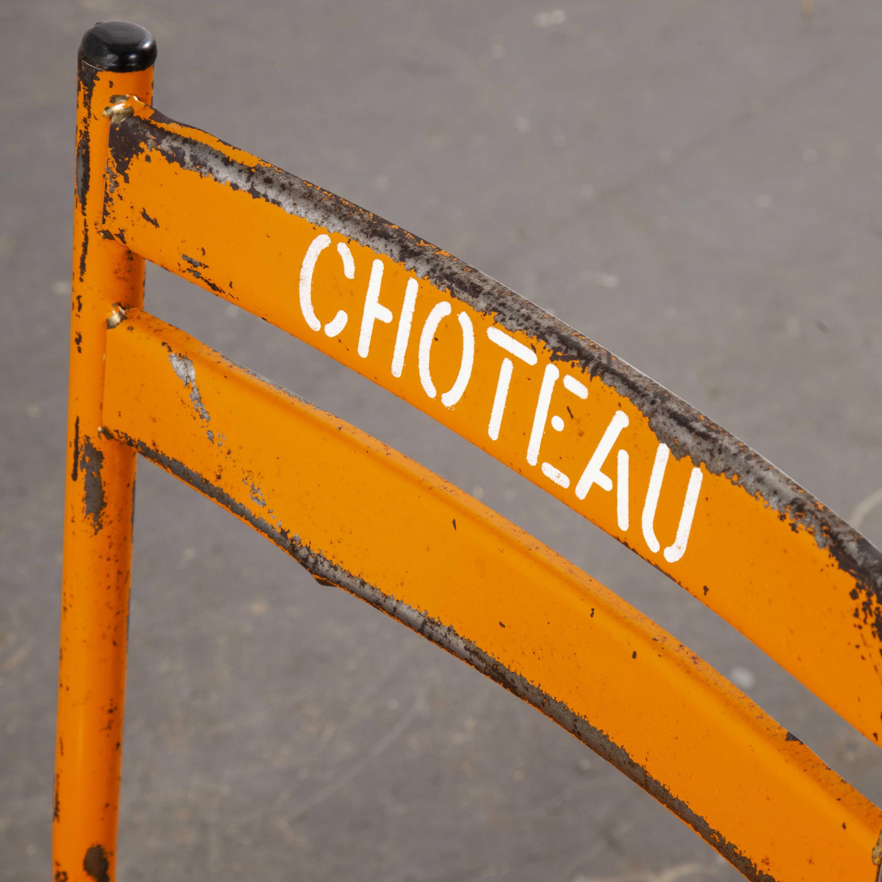 1950s Toledo Orange Metal Stacking Outdoor Chairs, Good Quantity Available 6