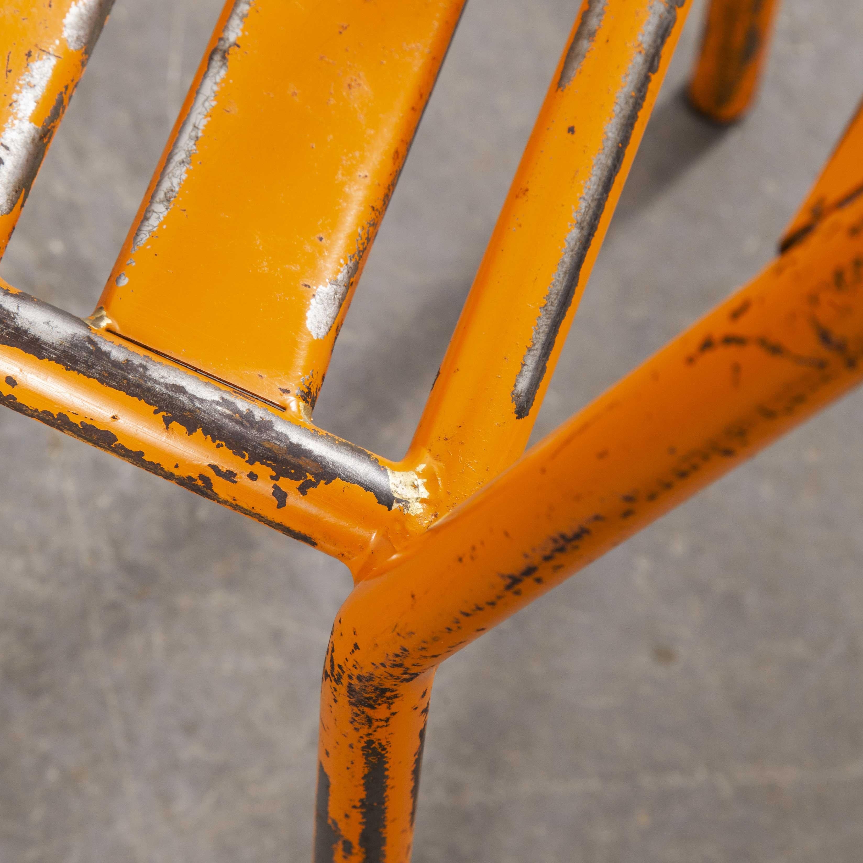 1950s Toledo Orange Metal Stacking Outdoor Chairs, Good Quantity Available 7