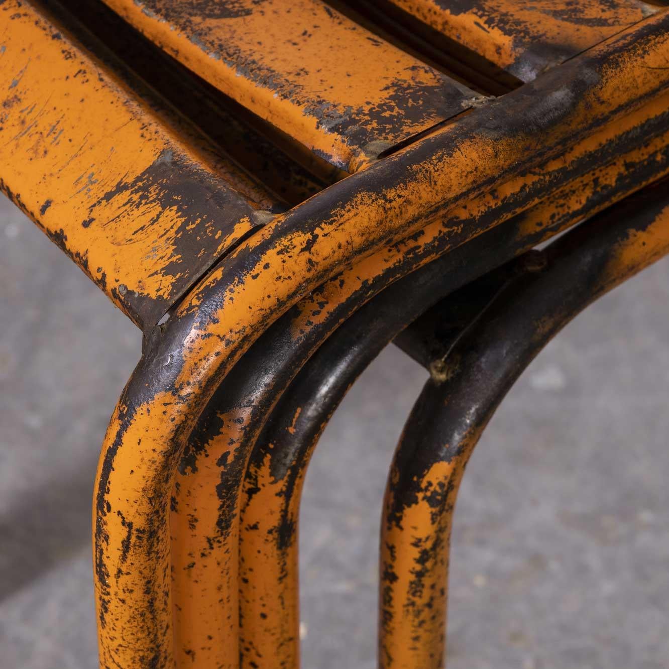 1950's Toledo Orange Metal Stacking Outdoor Chairs - Set Of Eight 5