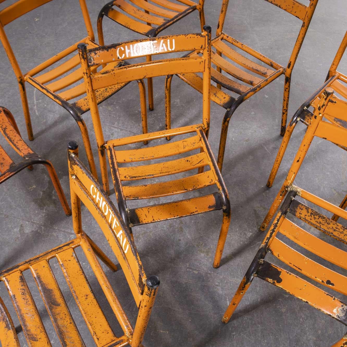 1950's Toledo Orange Metal Stacking Outdoor Chairs - Set Of Eight 6