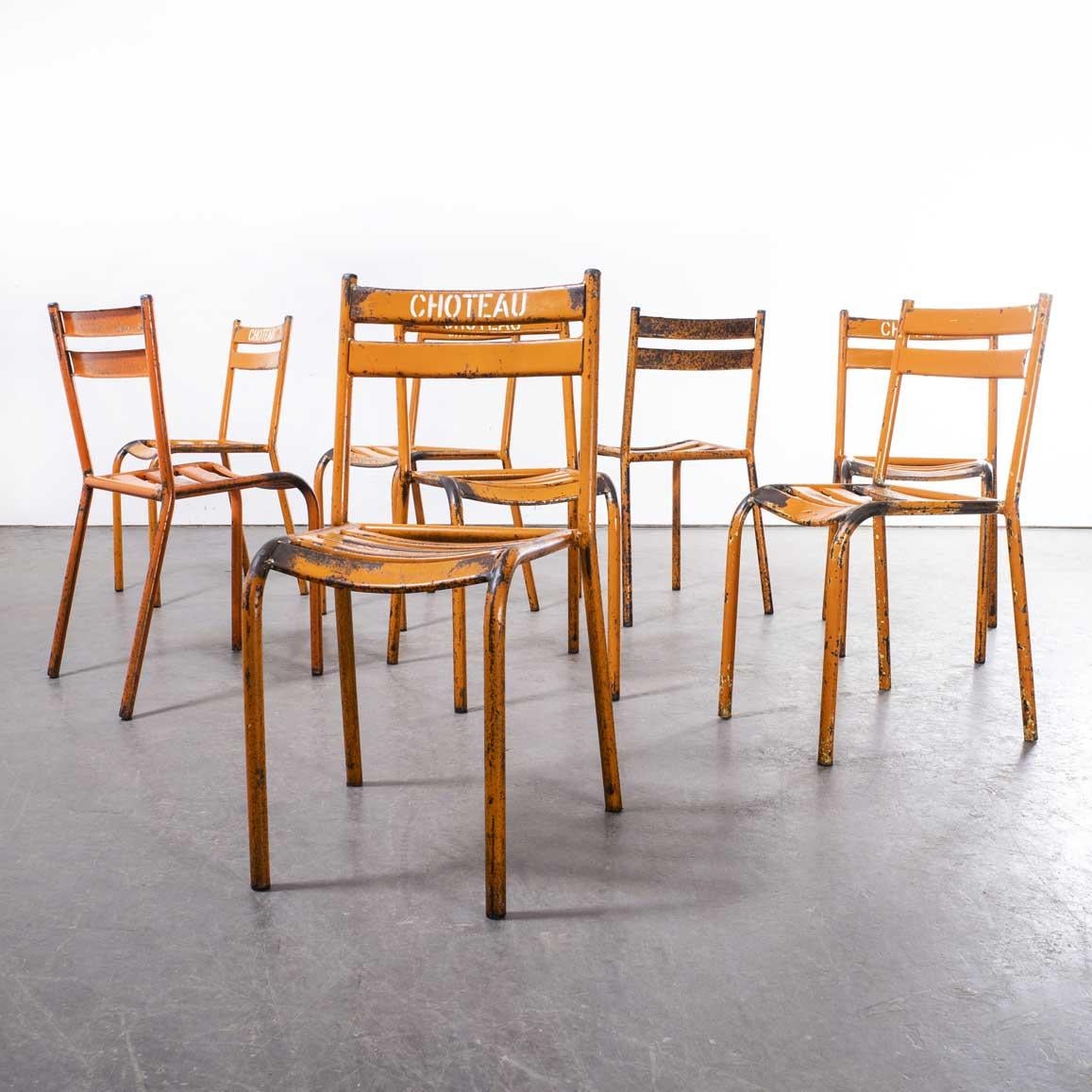 1950’s Toledo Orange Metal Stacking Outdoor Chairs – Set Of Eight
1950’s Toledo Orange Metal Stacking Outdoor Chairs – Set Of Eight. Reminiscent of Tolix but not made by Tolix, the ‘Toledo’ chair was industrially produced in the 1950’s by various