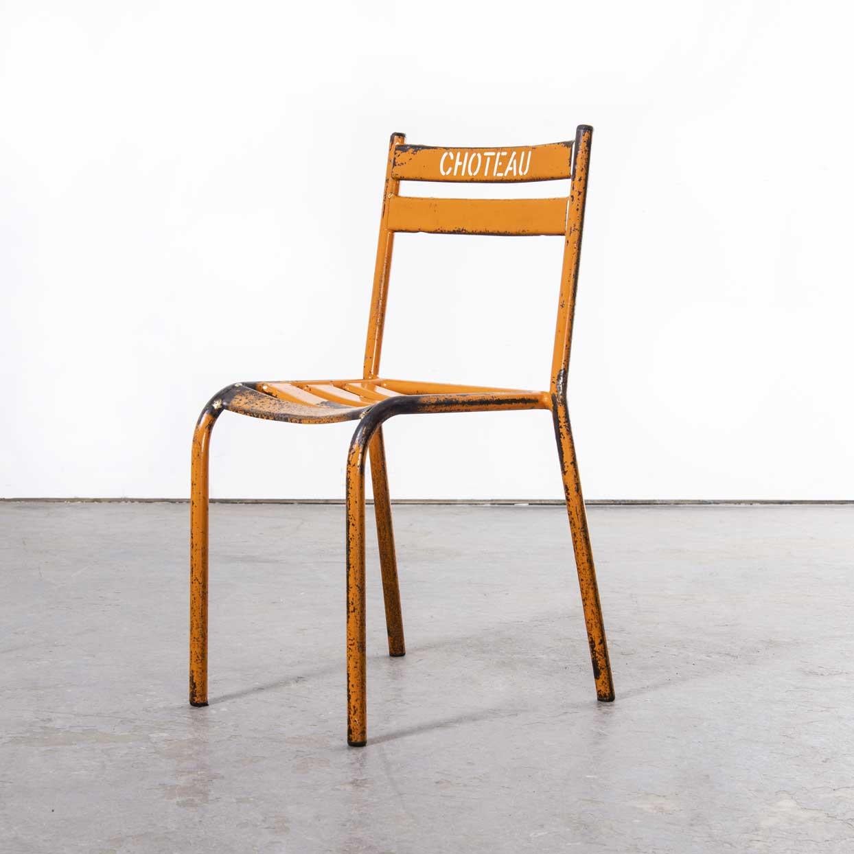 Mid-20th Century 1950's Toledo Orange Metal Stacking Outdoor Chairs - Set Of Eight