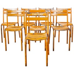 Retro 1950s Toledo Orange Metal Stacking Outdoor Chairs, Set of Eight