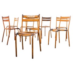 1950's Toledo Orange Metal Stacking Outdoor Chairs - Set Of Eight