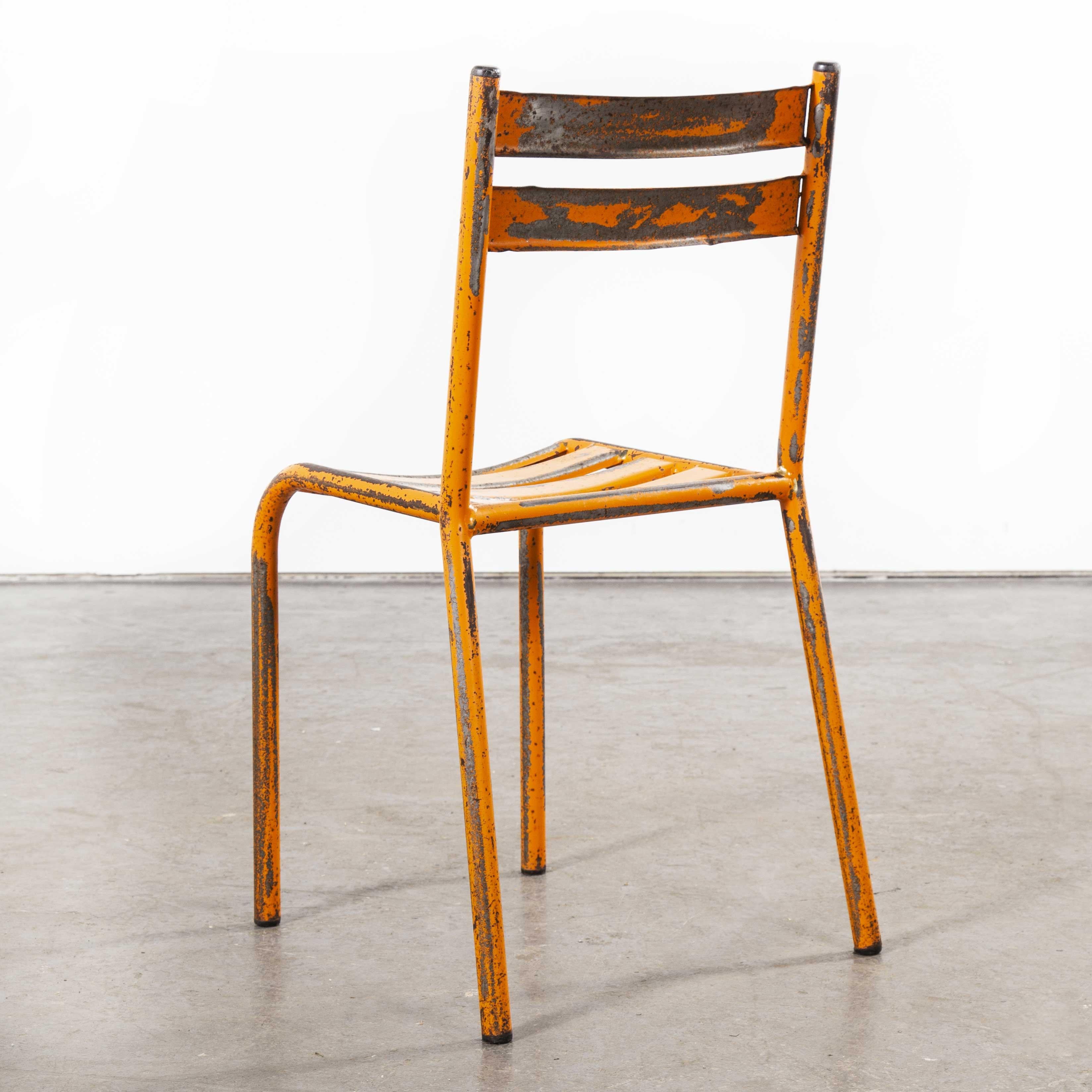 1950s Toledo Orange Metal Stacking Outdoor Chairs, Set of Six 6
