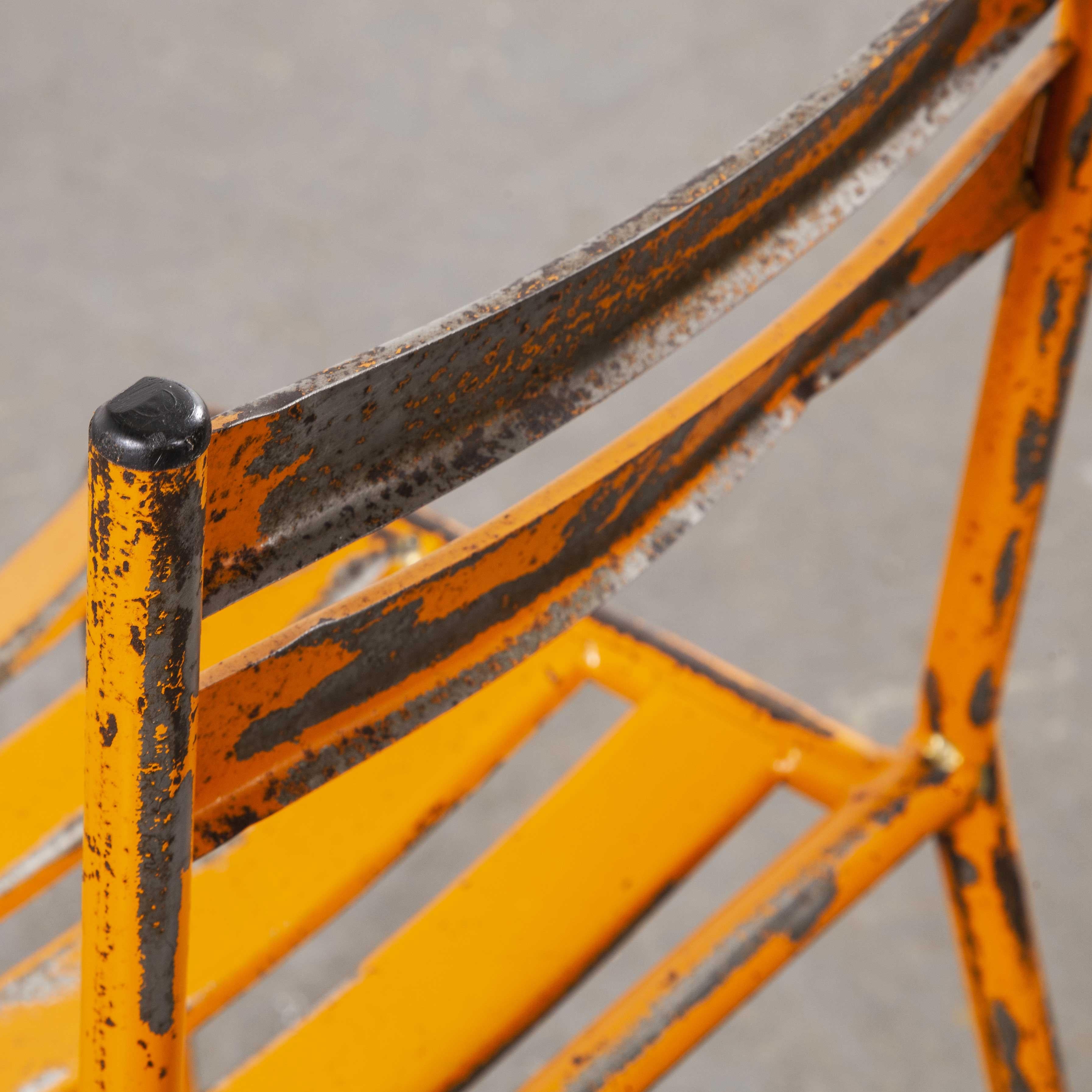 1950s Toledo Orange Metal Stacking Outdoor Chairs, Set of Six 1