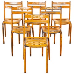 Retro 1950s Toledo Orange Metal Stacking Outdoor Chairs, Set of Six