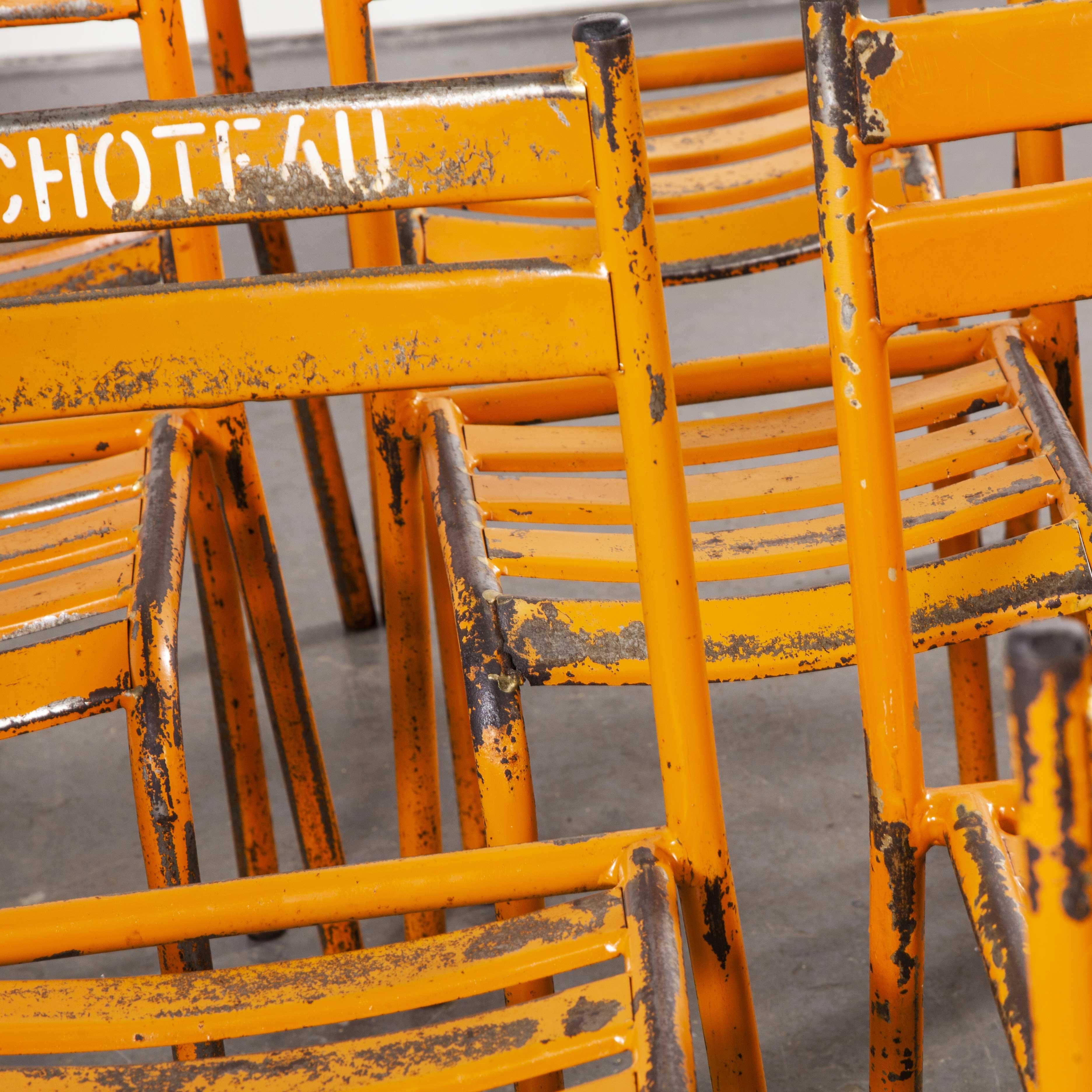 1950s Toledo Orange Metal Stacking Outdoor Chairs, Set of Twelve 1