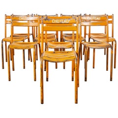 Retro 1950s Toledo Orange Metal Stacking Outdoor Chairs, Set of Twelve