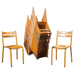 Retro 1950s Toledo Orange Metal Stacking Outdoor Chairs, Set of Twenty Four