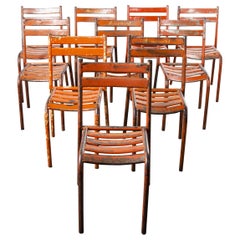 1950s Toledo Red Metal Outdoor Chairs, Set of Ten