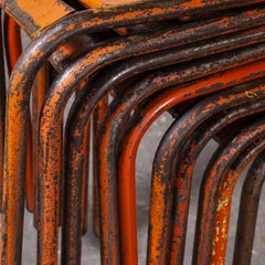 1950s Toledo Red Metal Stacking Outdoor Chairs, Set of Ten