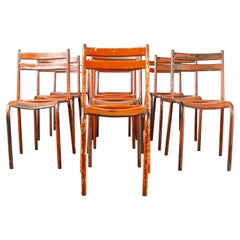 1950s Toledo Red Metal Stacking Outdoor Chairs, Set of Ten