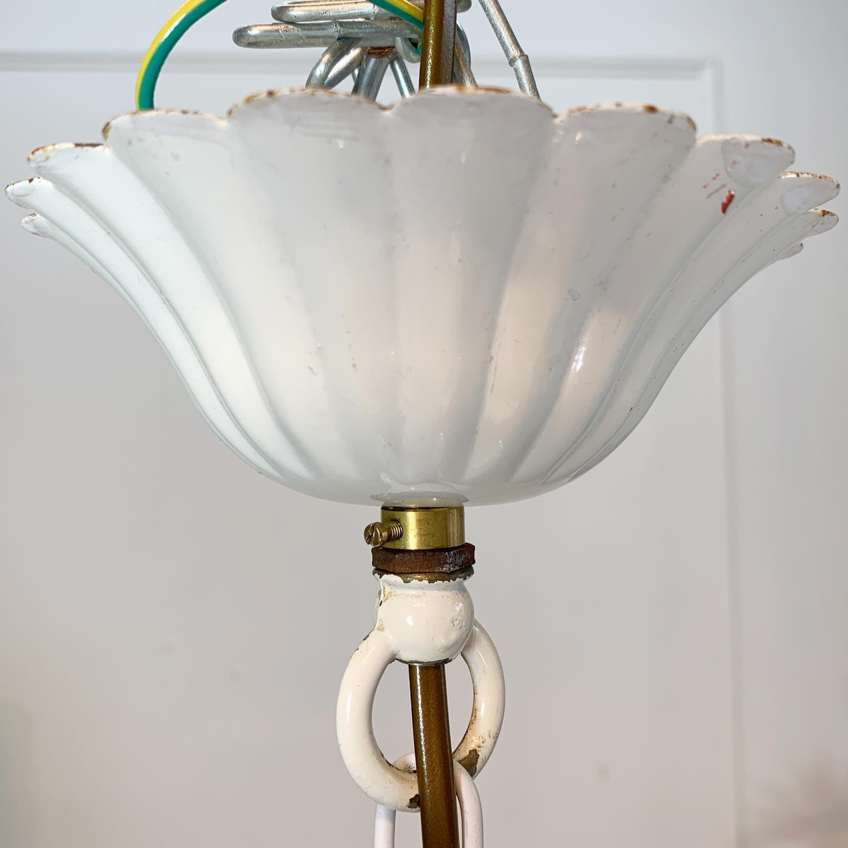 1950’s White Toleware Hot Air Balloon Chandelier For Sale 4