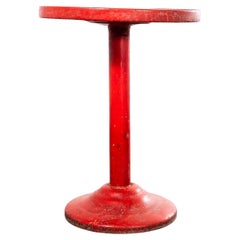 Table d'appoint ou de salle à manger ronde Tolix rouge tomate des années 1950