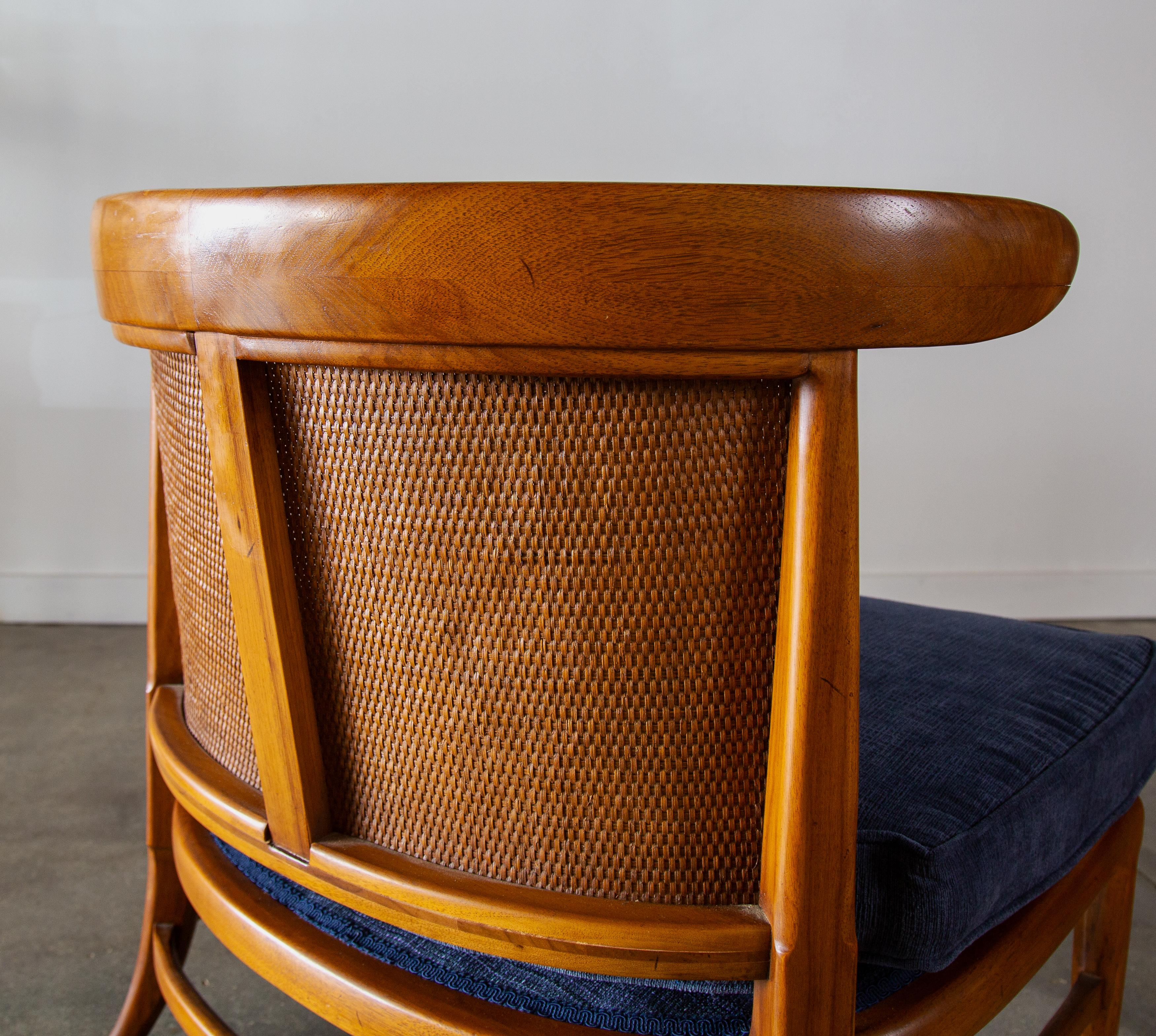 Mid-20th Century 1950s Tomlinson Sophisticate Slipper Chairs Chestnut Cane Mid Century Modern