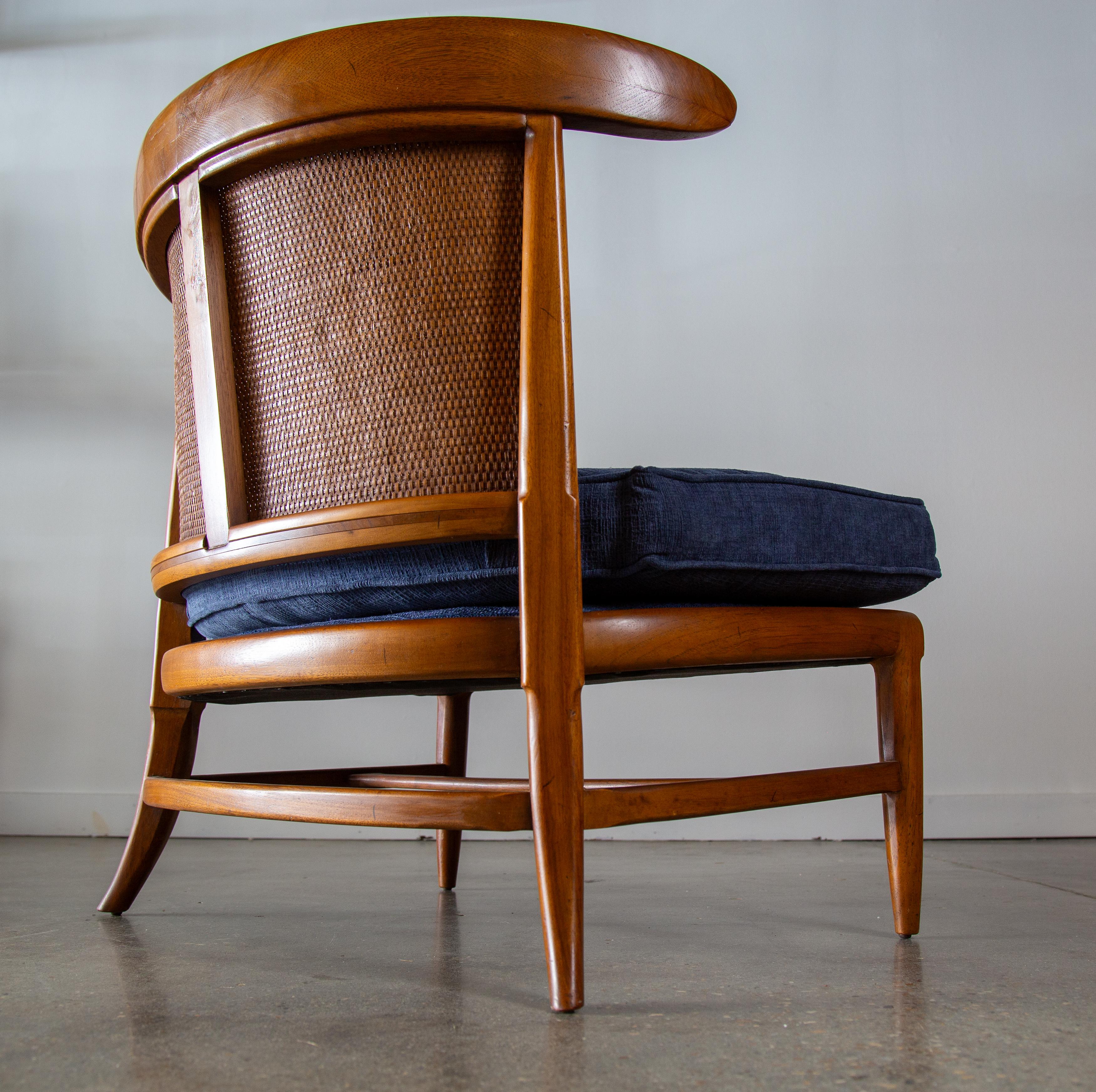 1950s Tomlinson Sophisticate Slipper Chairs Chestnut Cane Mid Century Modern 1