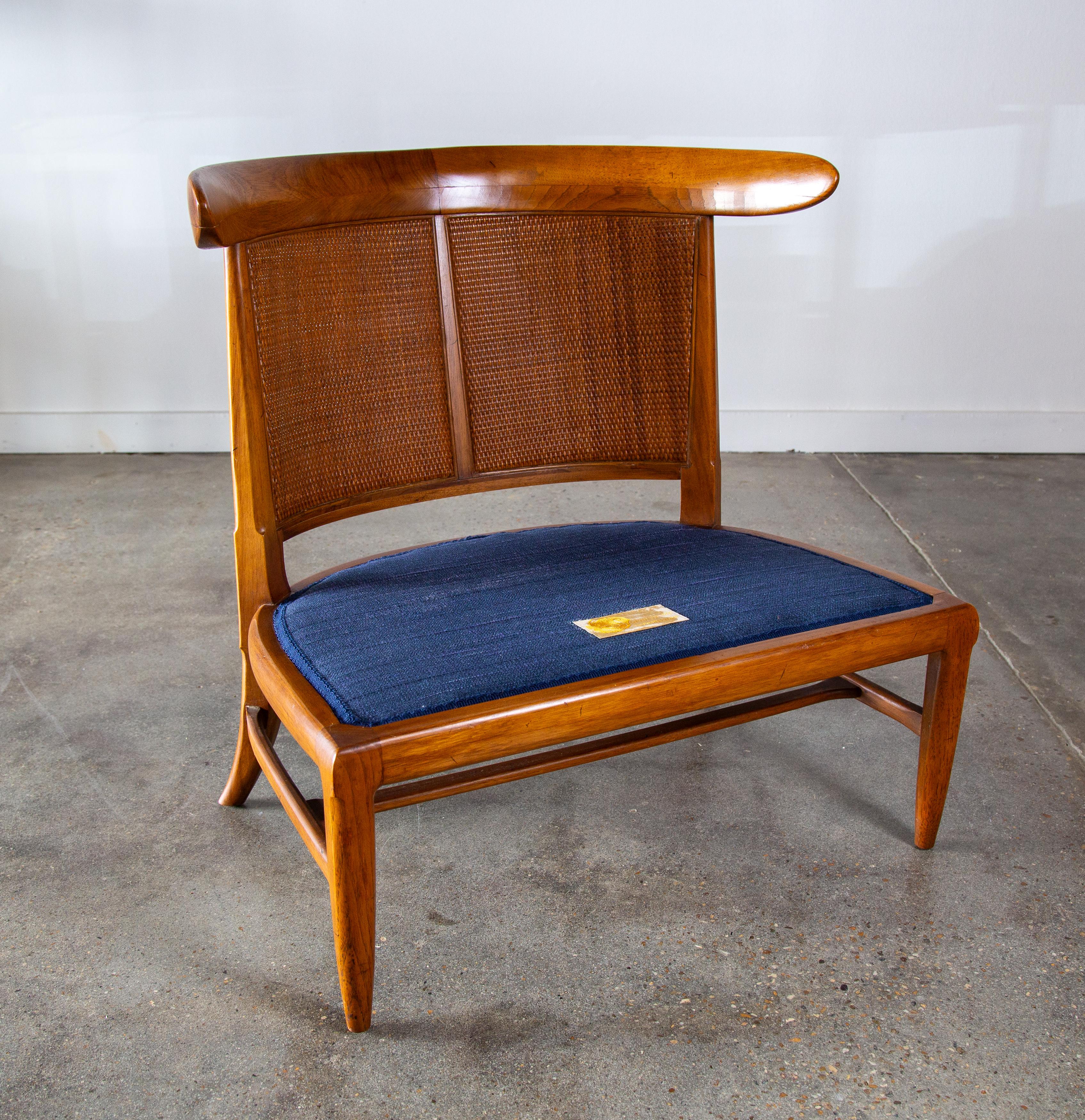 1950s Tomlinson Sophisticate Slipper Chairs Chestnut Cane Mid Century Modern 3