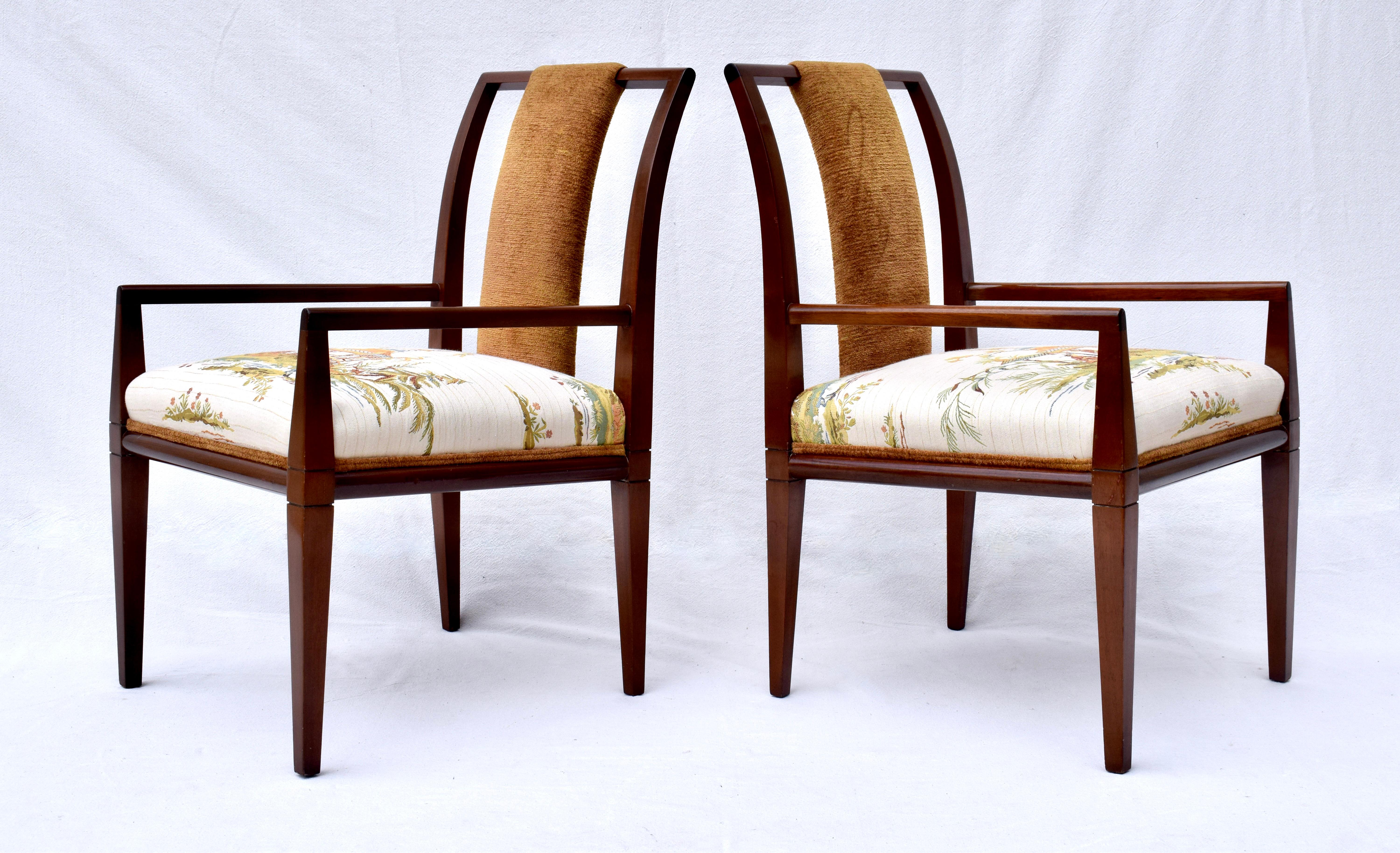 American 1950's Tommi Parzinger Dining Chairs in Brunschwig & Fils For Sale