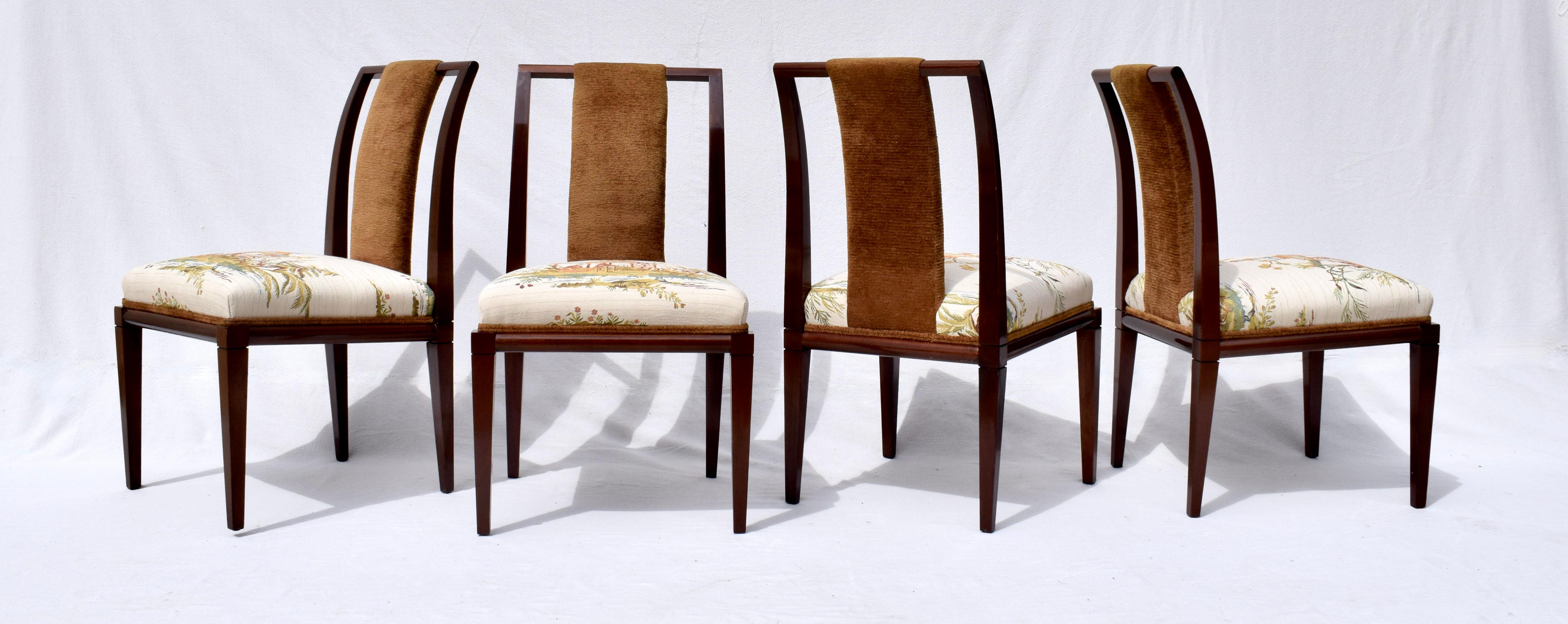 1950's Tommi Parzinger Dining Chairs in Brunschwig & Fils In Good Condition For Sale In Southampton, NJ