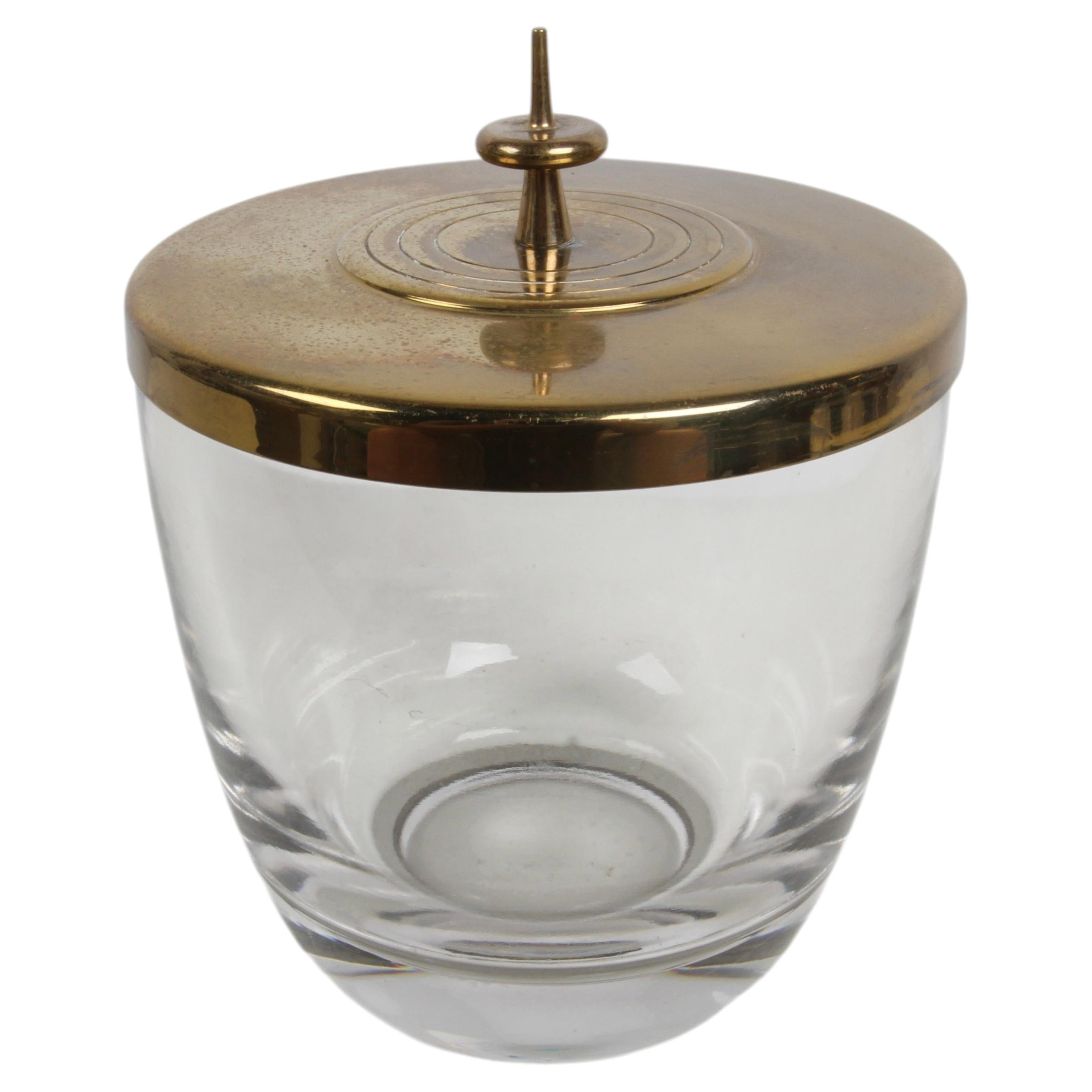 1950s Tommi Parzinger for Dorlyn Silversmiths Brass & Glass Jar / Ice Bucket