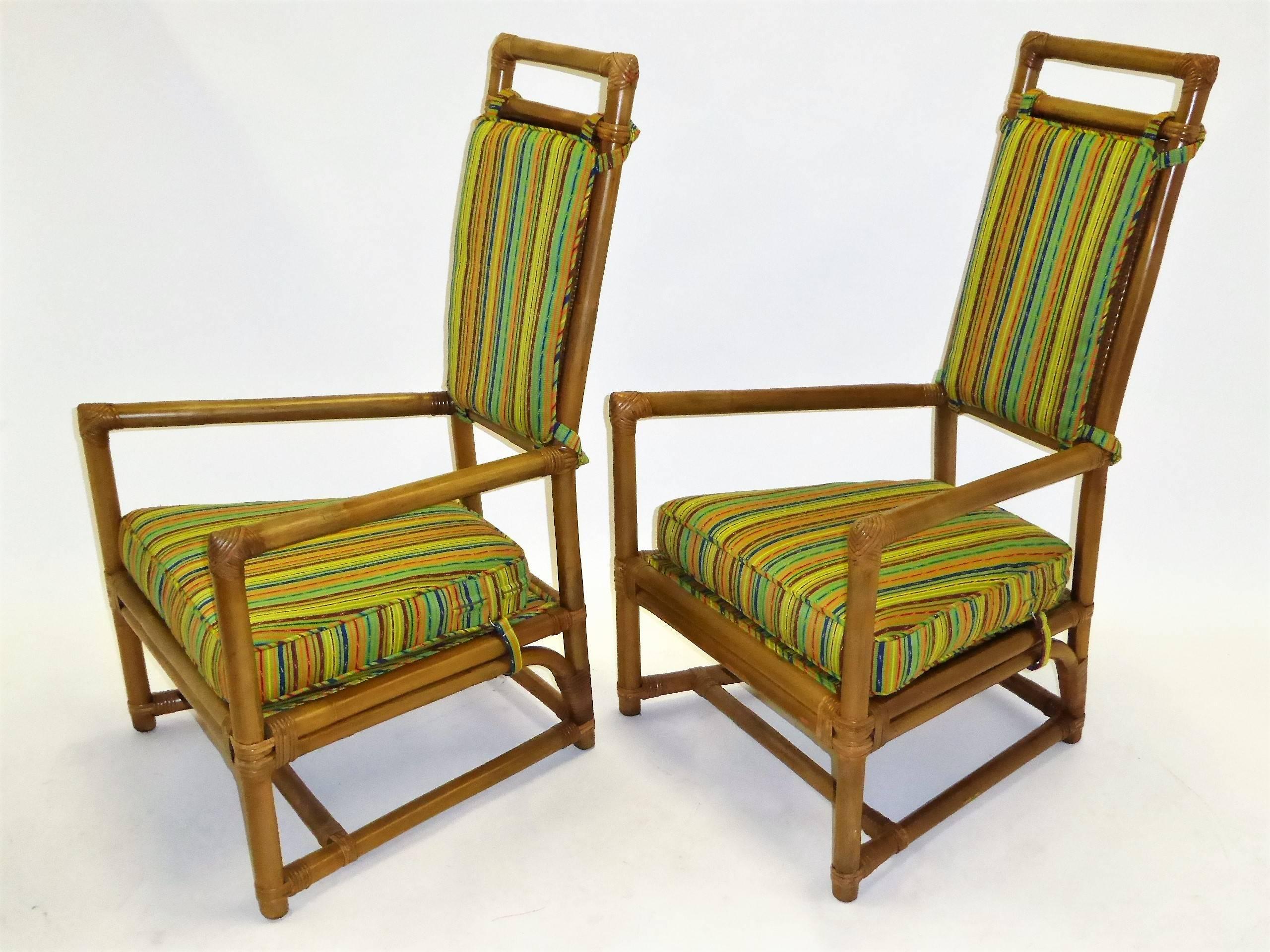 1950s Henry Olko Mid Century Rattan Throne Chairs for Willow and Reed 3
