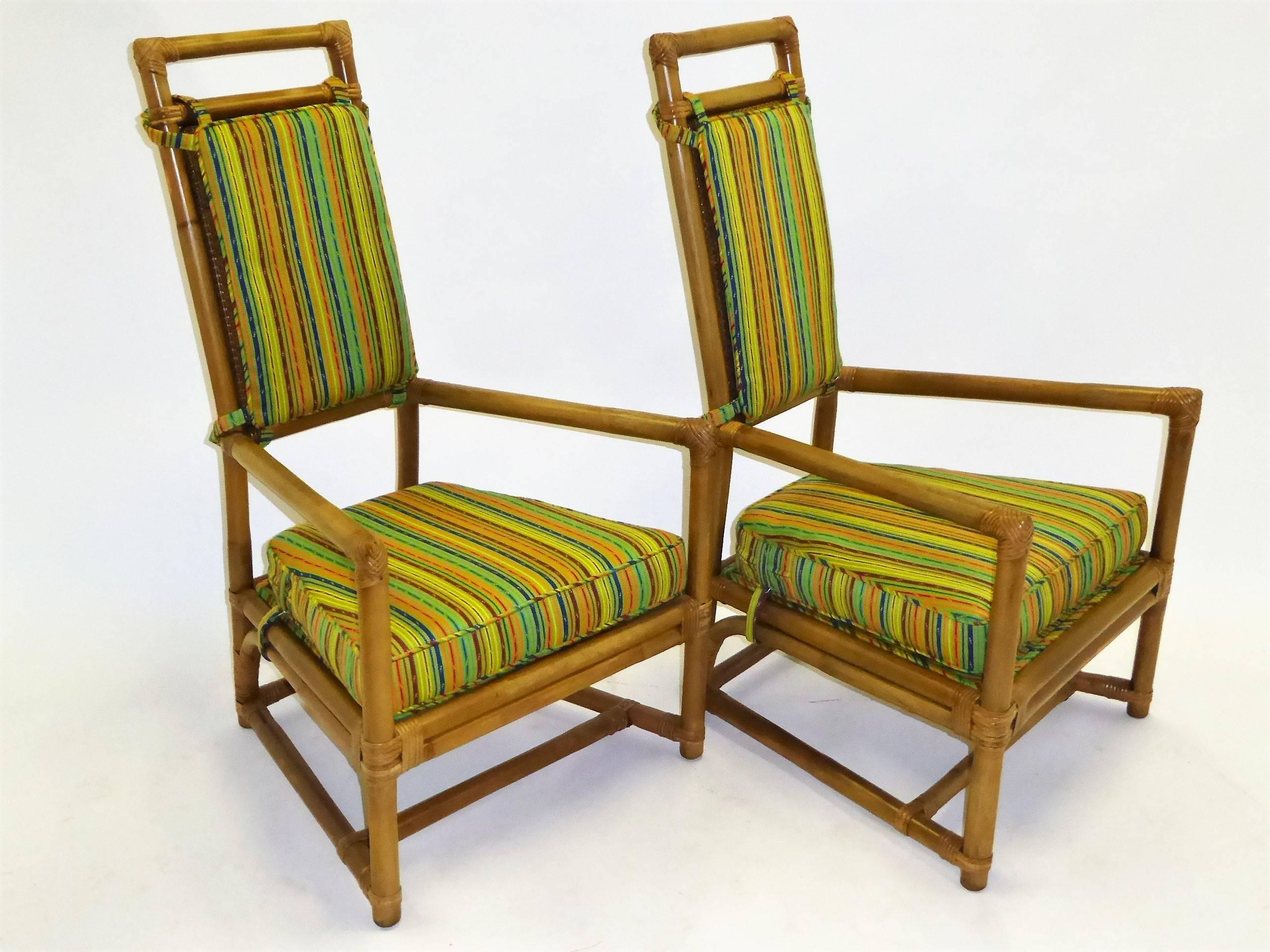 1950s Henry Olko Mid Century Rattan Throne Chairs for Willow and Reed 4