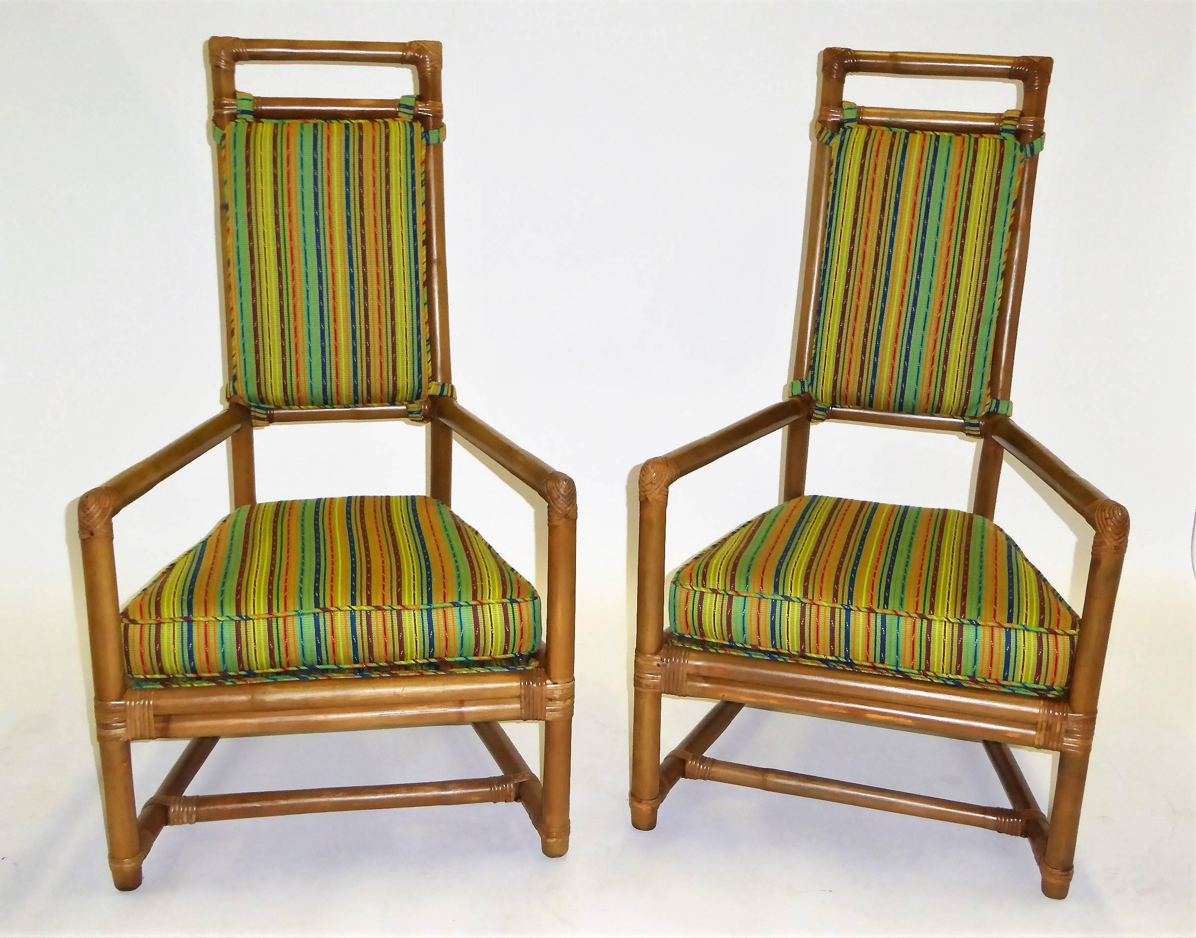 1950s Henry Olko Mid Century Rattan Throne Chairs for Willow and Reed 7