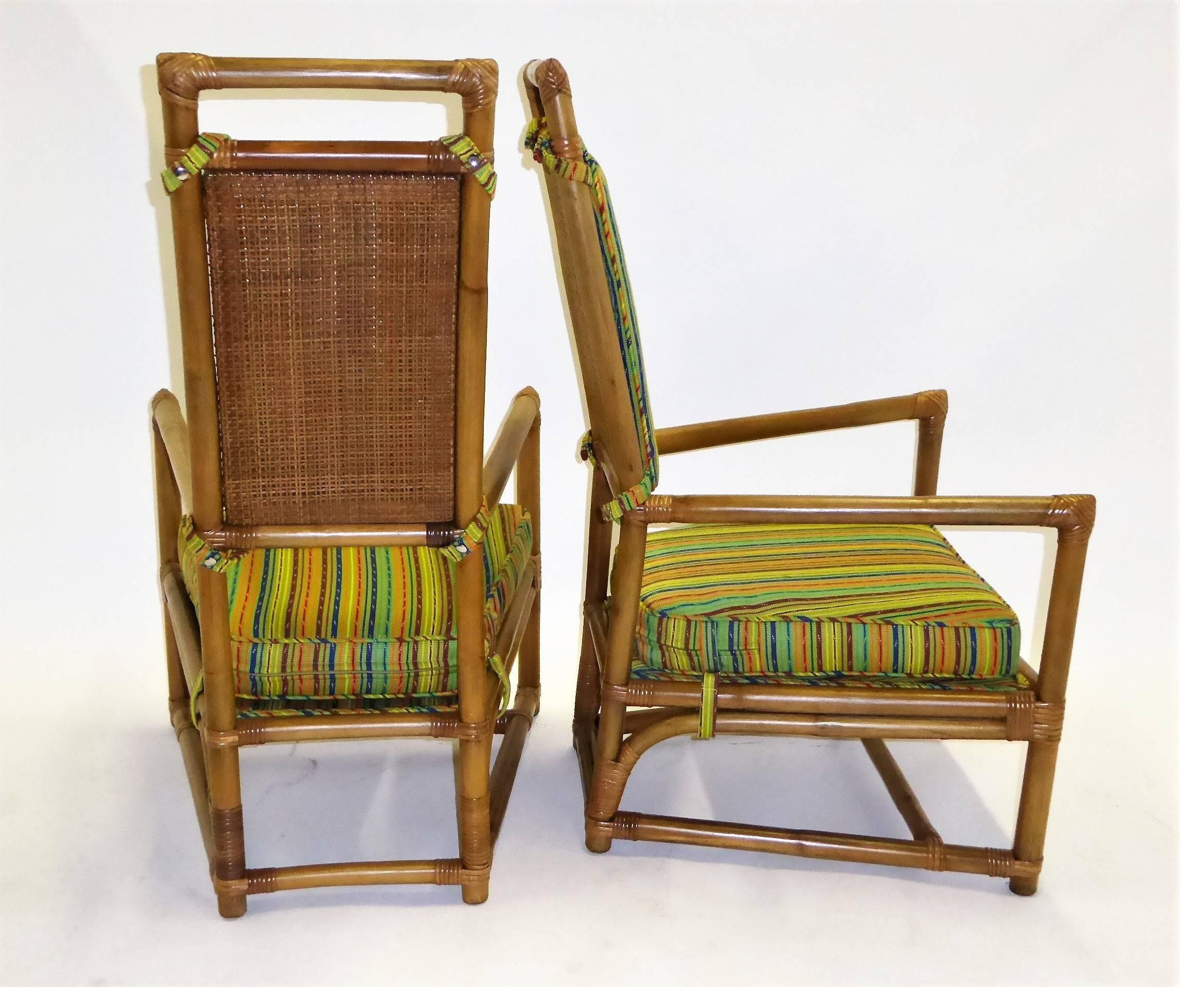 Mid-Century Modern 1950s Henry Olko Mid Century Rattan Throne Chairs for Willow and Reed