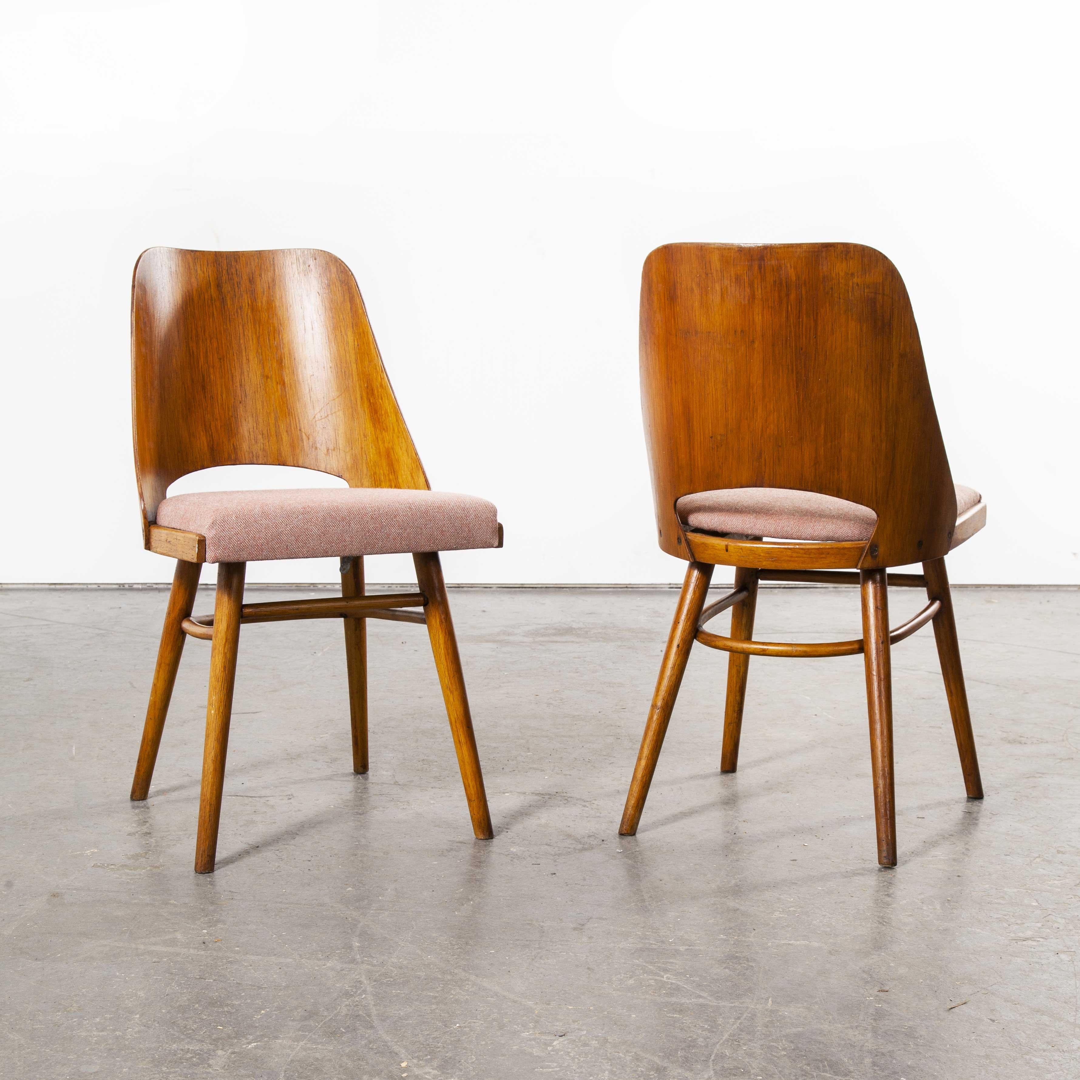 Mid-20th Century 1950s Ton Upholstered Dining Chairs by Radomir Hoffman, Pair