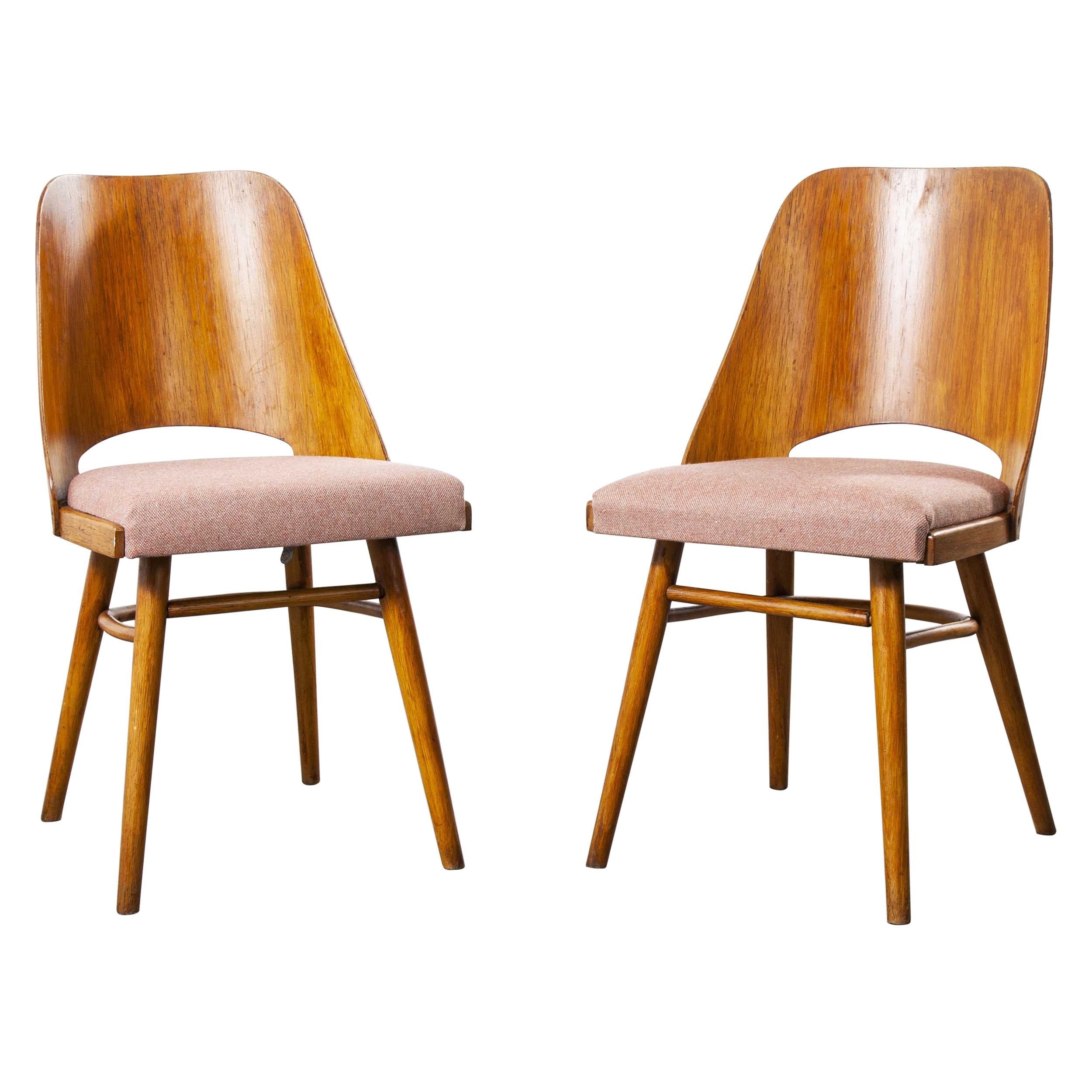 1950s Ton Upholstered Dining Chairs by Radomir Hoffman, Pair