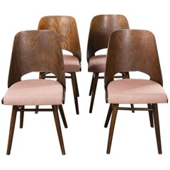 1950s Ton Upholstered Dining Chairs by Radomir Hoffman, Set of Four