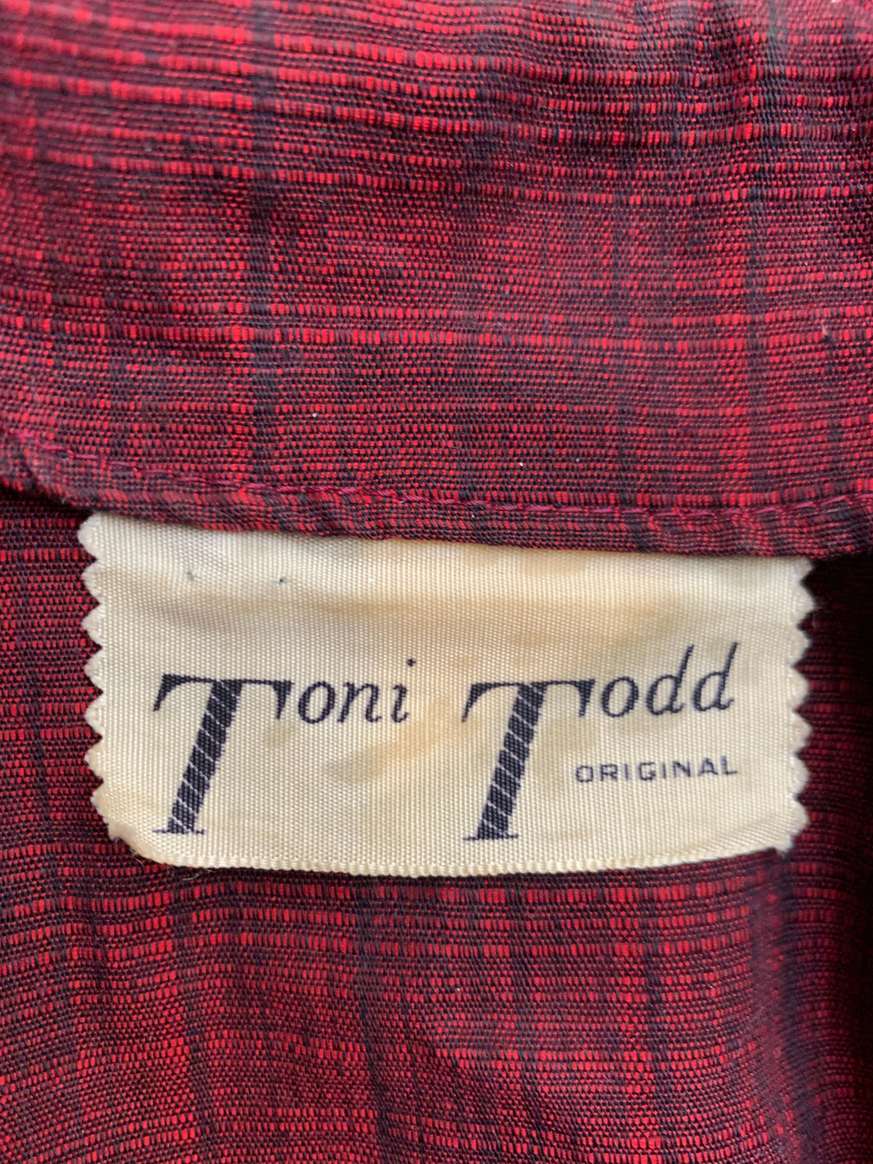 1950s Toni Todd Original Red and Black Shirt Dress with Arrow Novelty Buttons 1