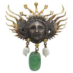 Broche de ángel de oro amarillo de 18 quilates Tony Duquette de los años 50