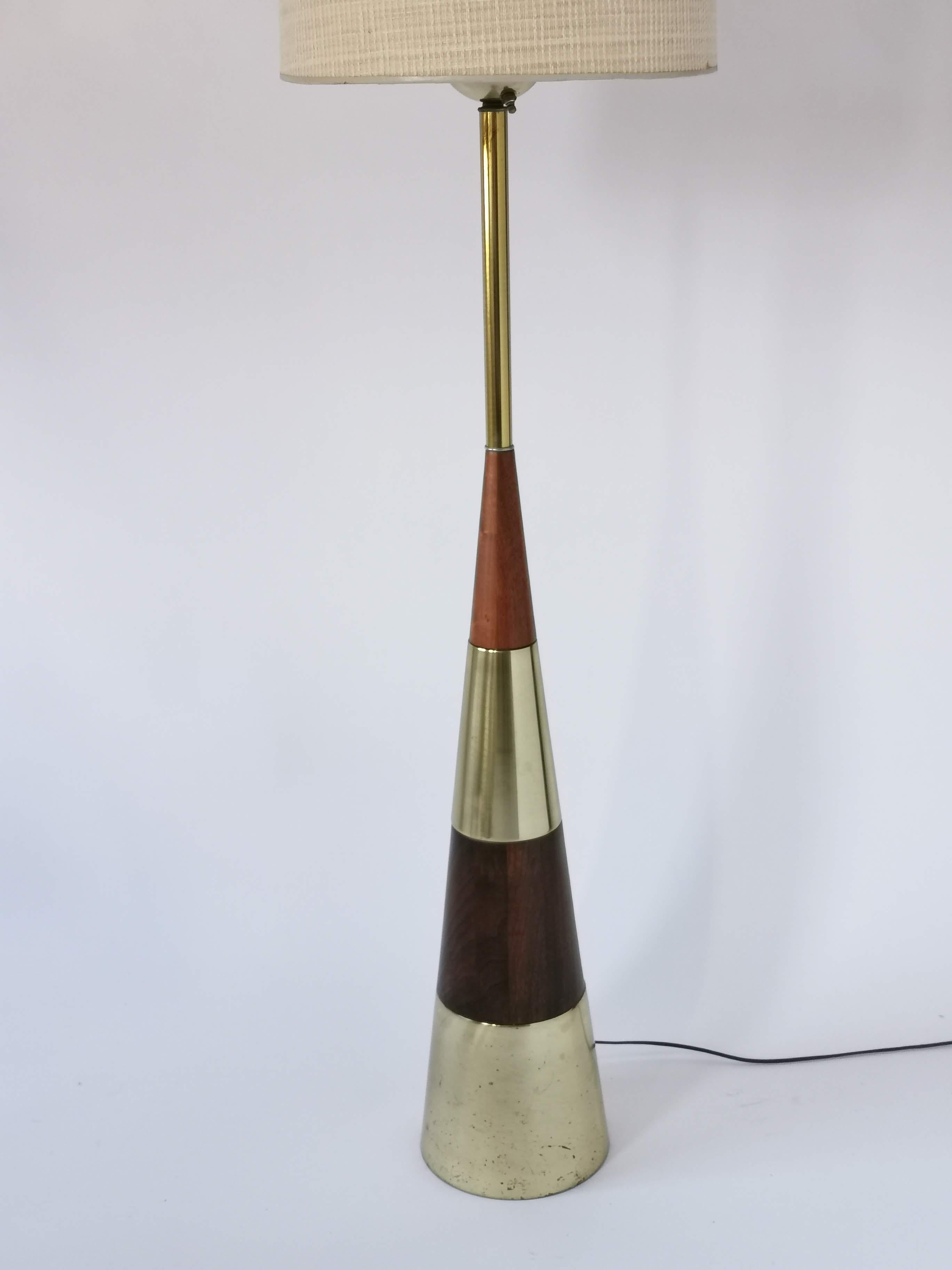 Brass 1950s Tony Paul Huge Conical Floor Lamp for Westwood, USA