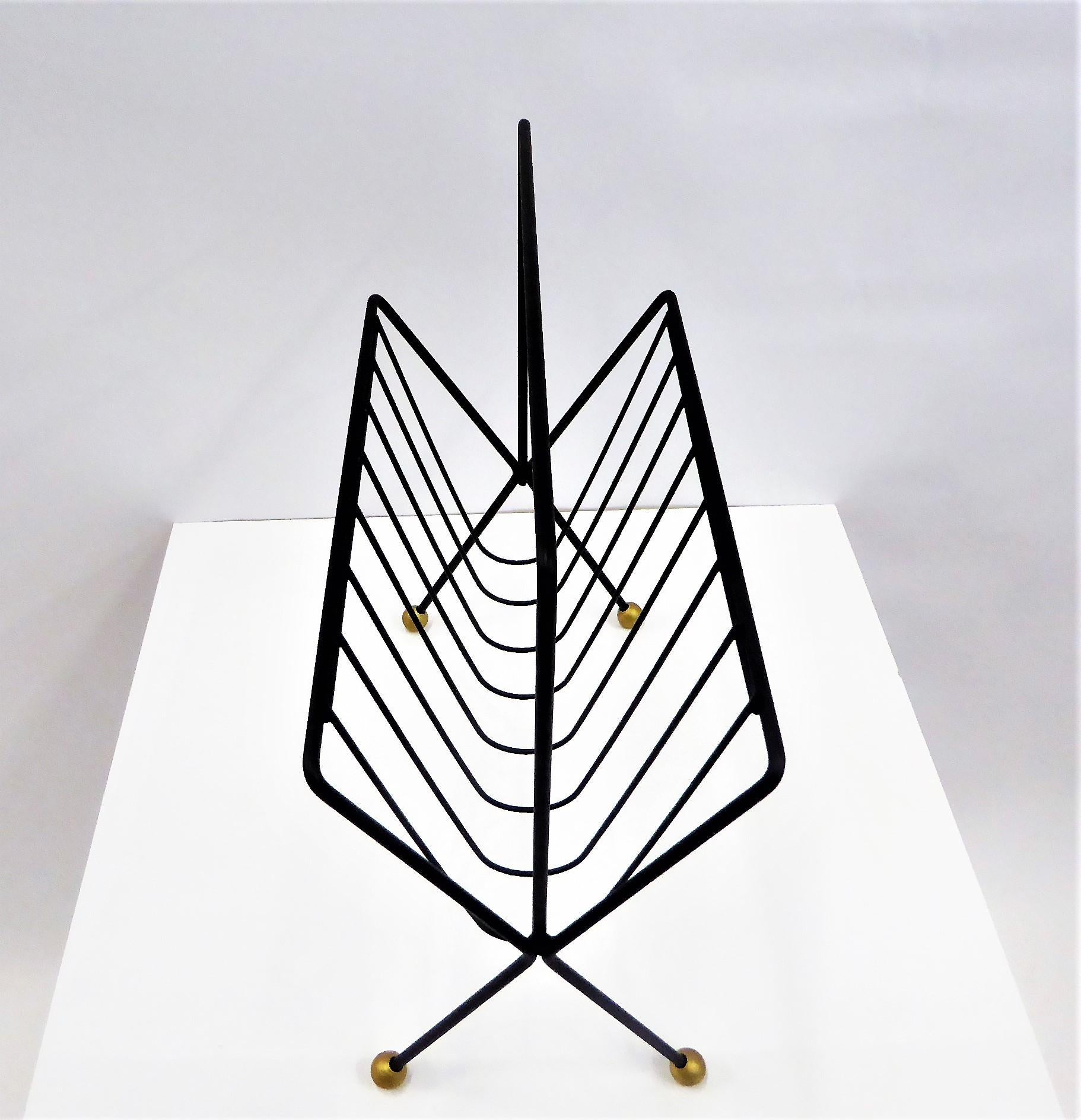 Mid-Century Modern 1950s Tony Paul Steel Wire Magazine Rack
