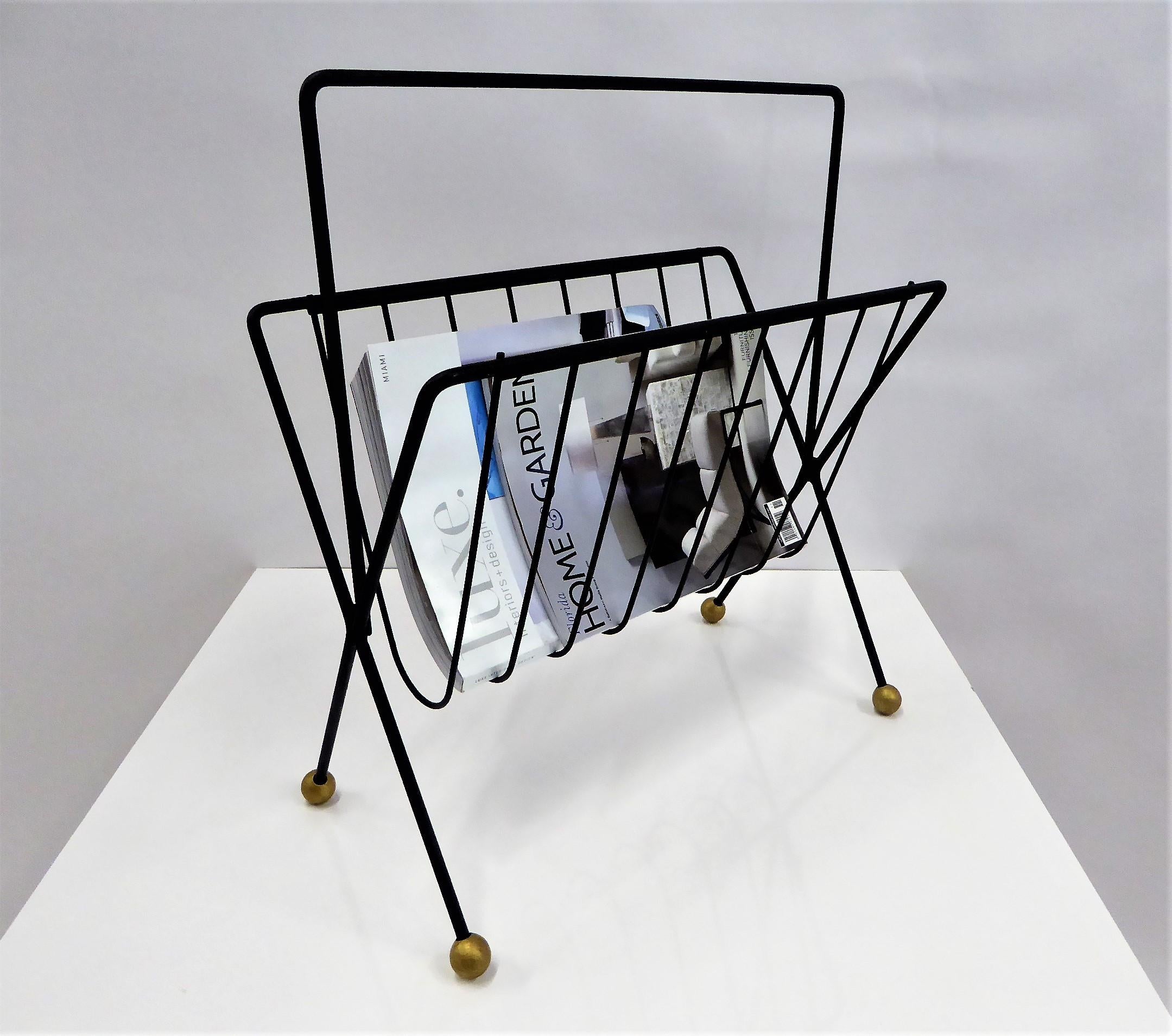 American 1950s Tony Paul Steel Wire Magazine Rack